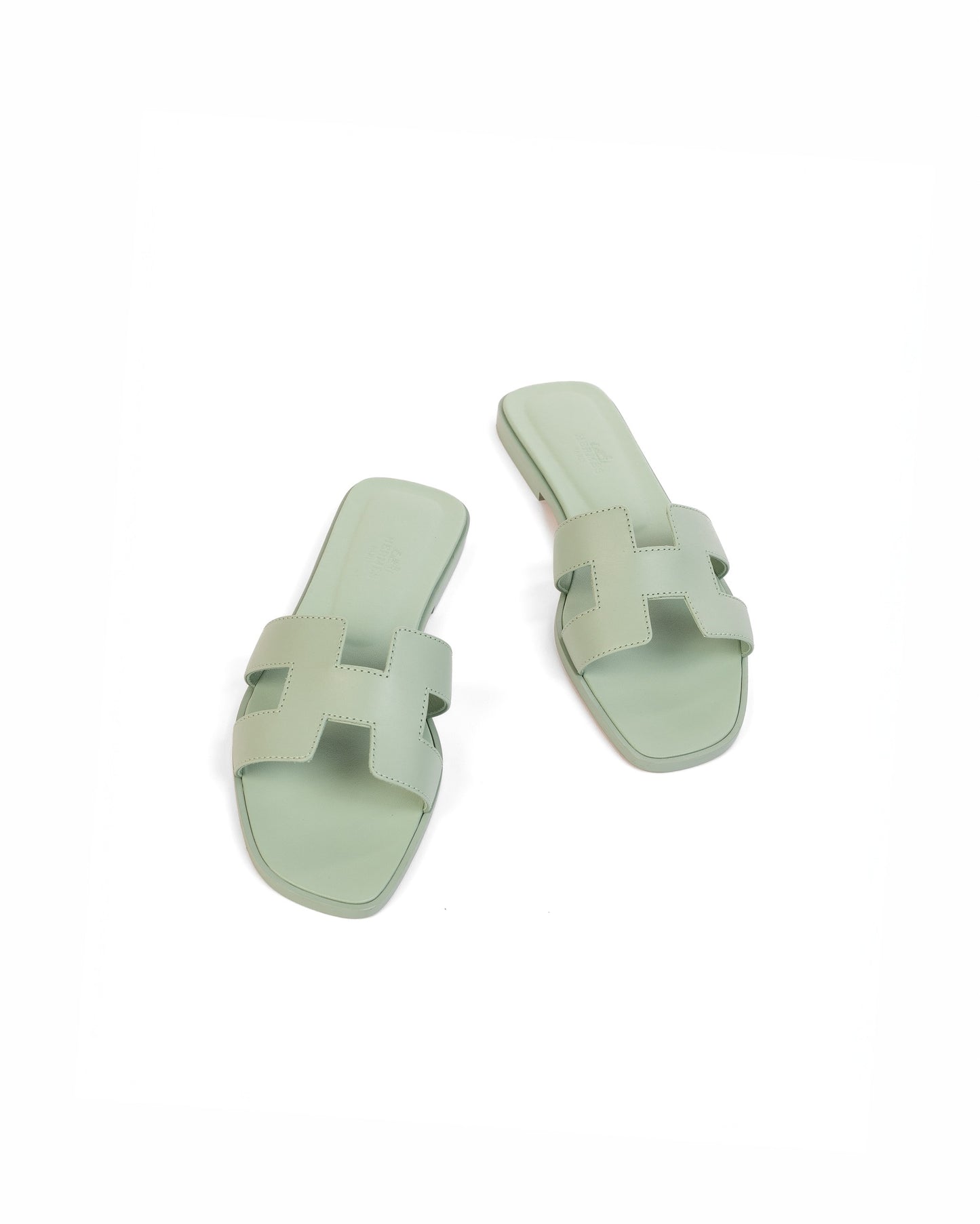 Oran Sandal Vert D'eau in Calfskin leather