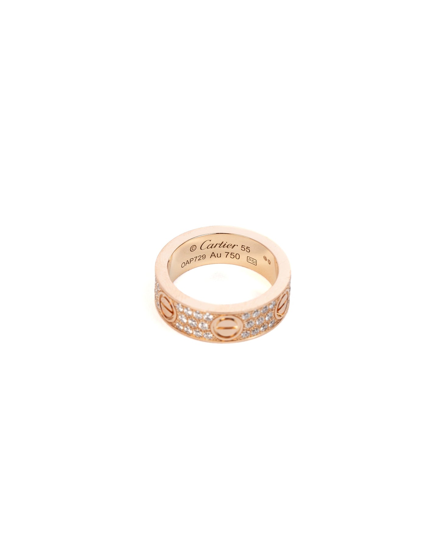 Cartier 18k Love Ring in Rose Gold with Diamonds, Size 55