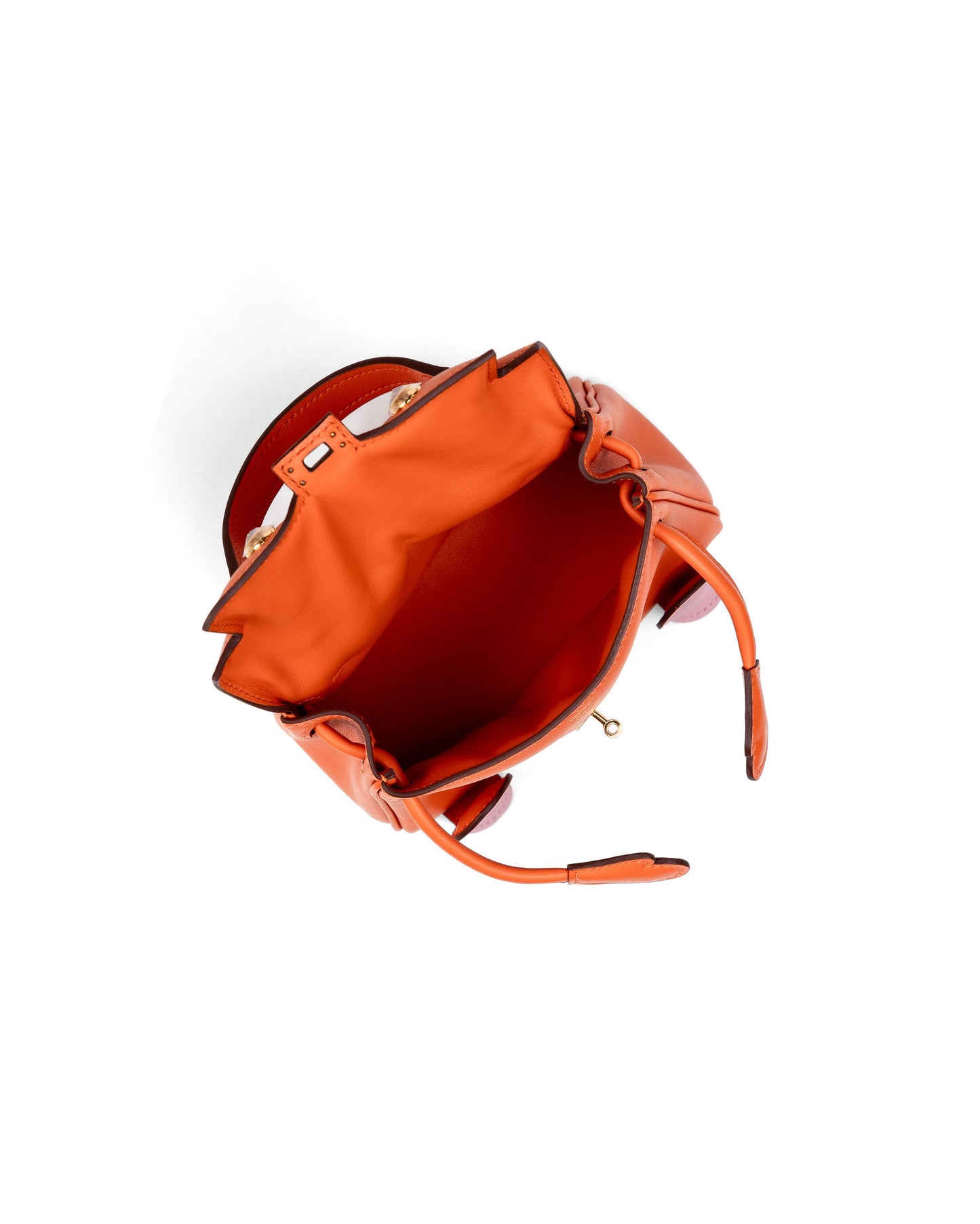 Kelly Doll Orange/Rose Sakura in Swift Leather with Gold Hardware