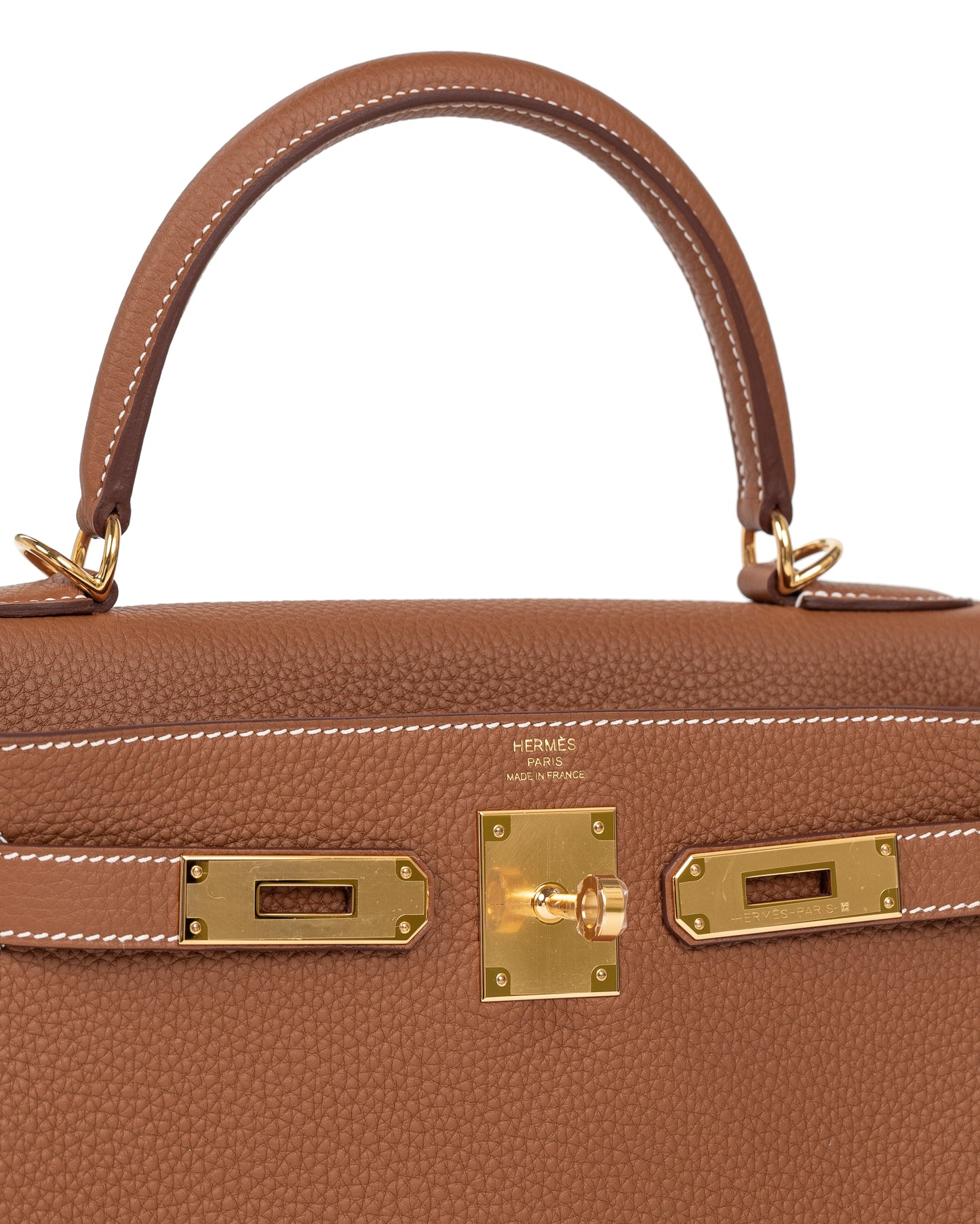 Kelly 28 Gold in Togo Leather with Gold Hardware