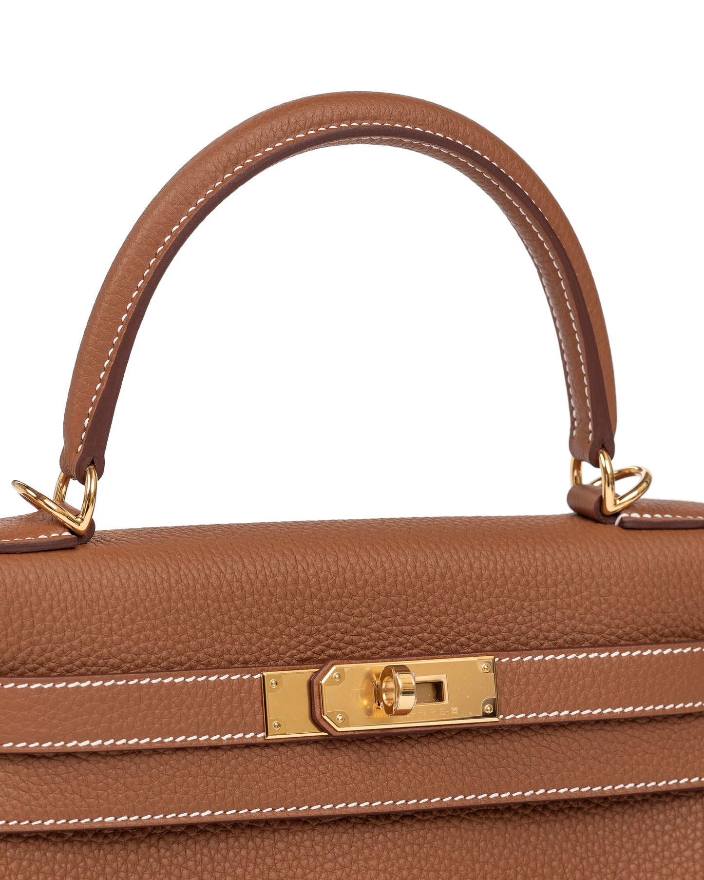 Kelly 28 Gold in Togo Leather with Gold Hardware