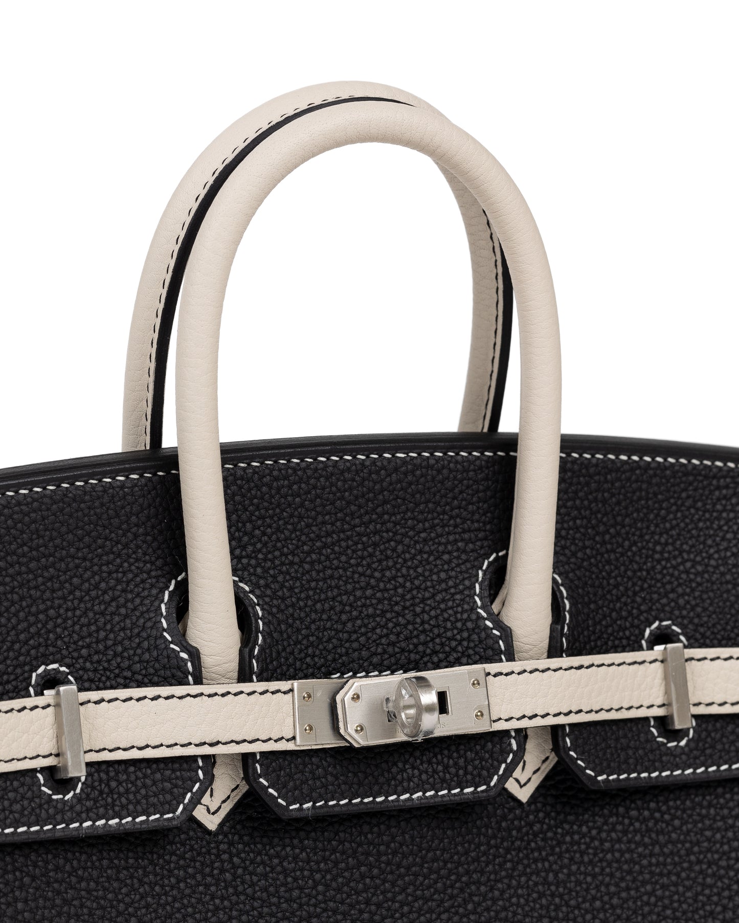 Birkin 25 HSS Black and Gris Perle in Togo leather with Brushed Palladium Hardware