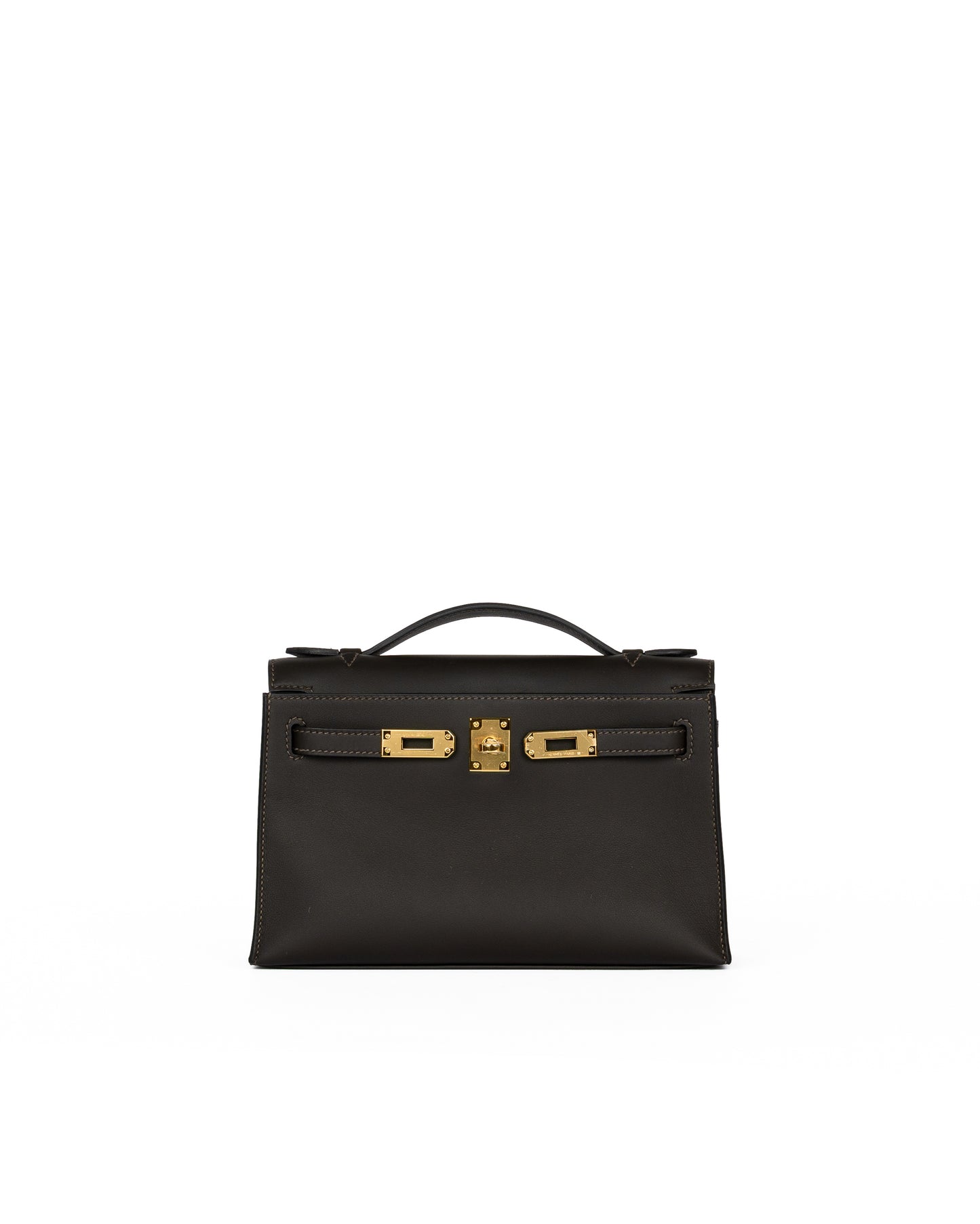 Hermès Kelly Pochette HSS Bai Brun with Gold Interior Swift and Gold Hardware