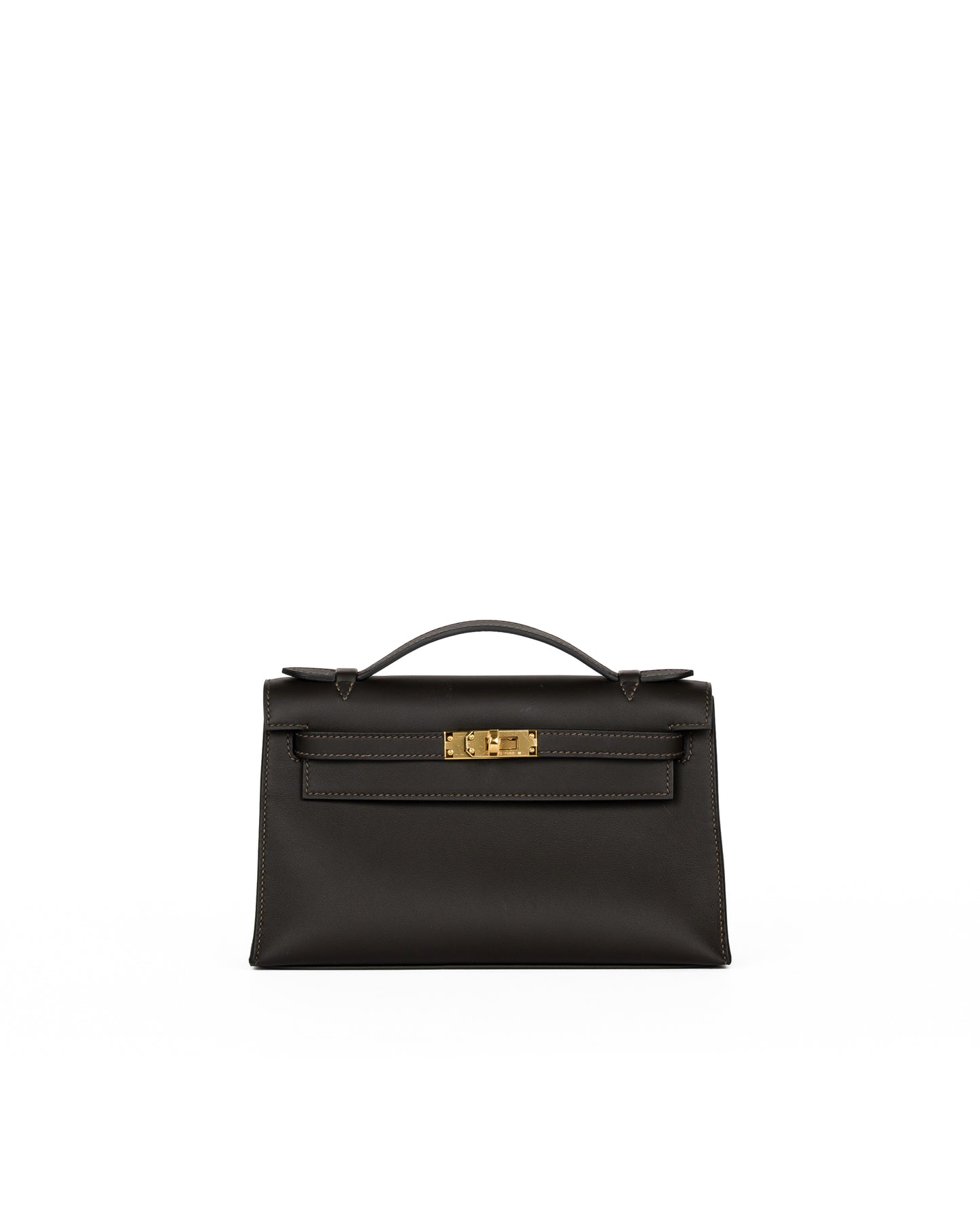 Hermès Kelly Pochette HSS Bai Brun with Gold Interior Swift and Gold Hardware
