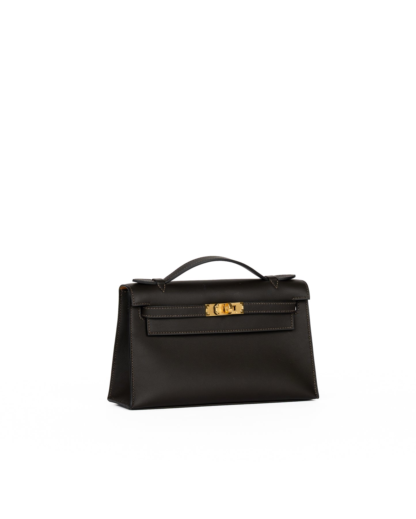 Hermès Kelly Pochette HSS Bai Brun with Gold Interior Swift and Gold Hardware