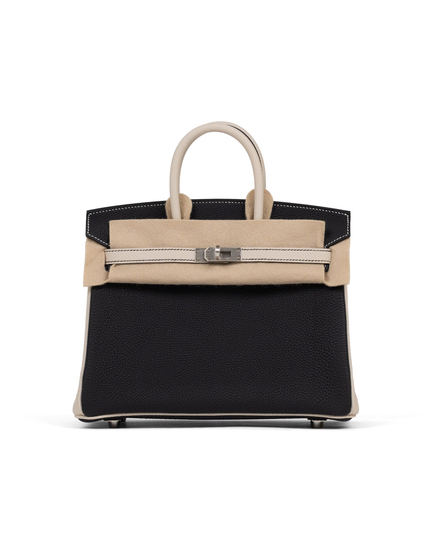 Birkin 25 HSS Black and Gris Perle in Togo leather with Brushed Palladium Hardware