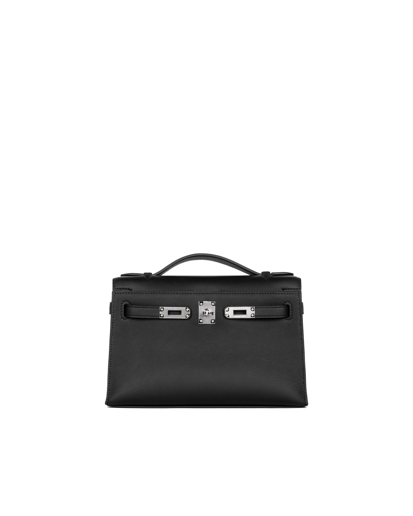 Kelly Pochette Black in Swift Leather with Palladium Hardware