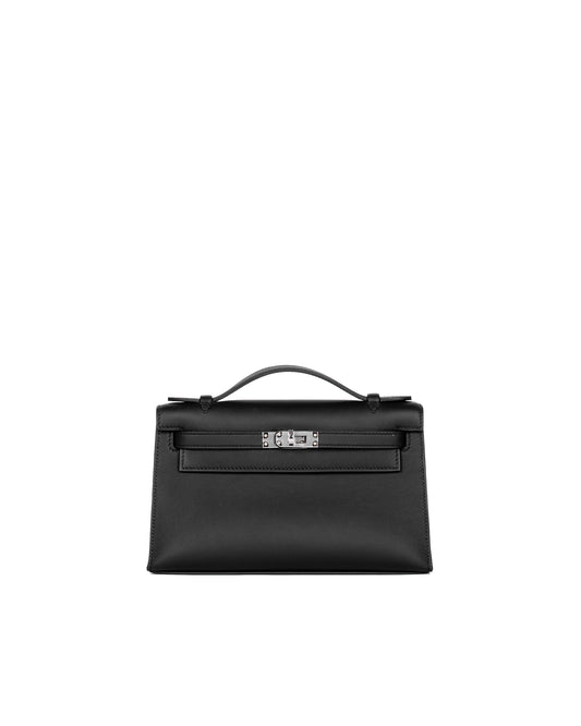 Kelly Pochette Black in Swift Leather with Palladium Hardware