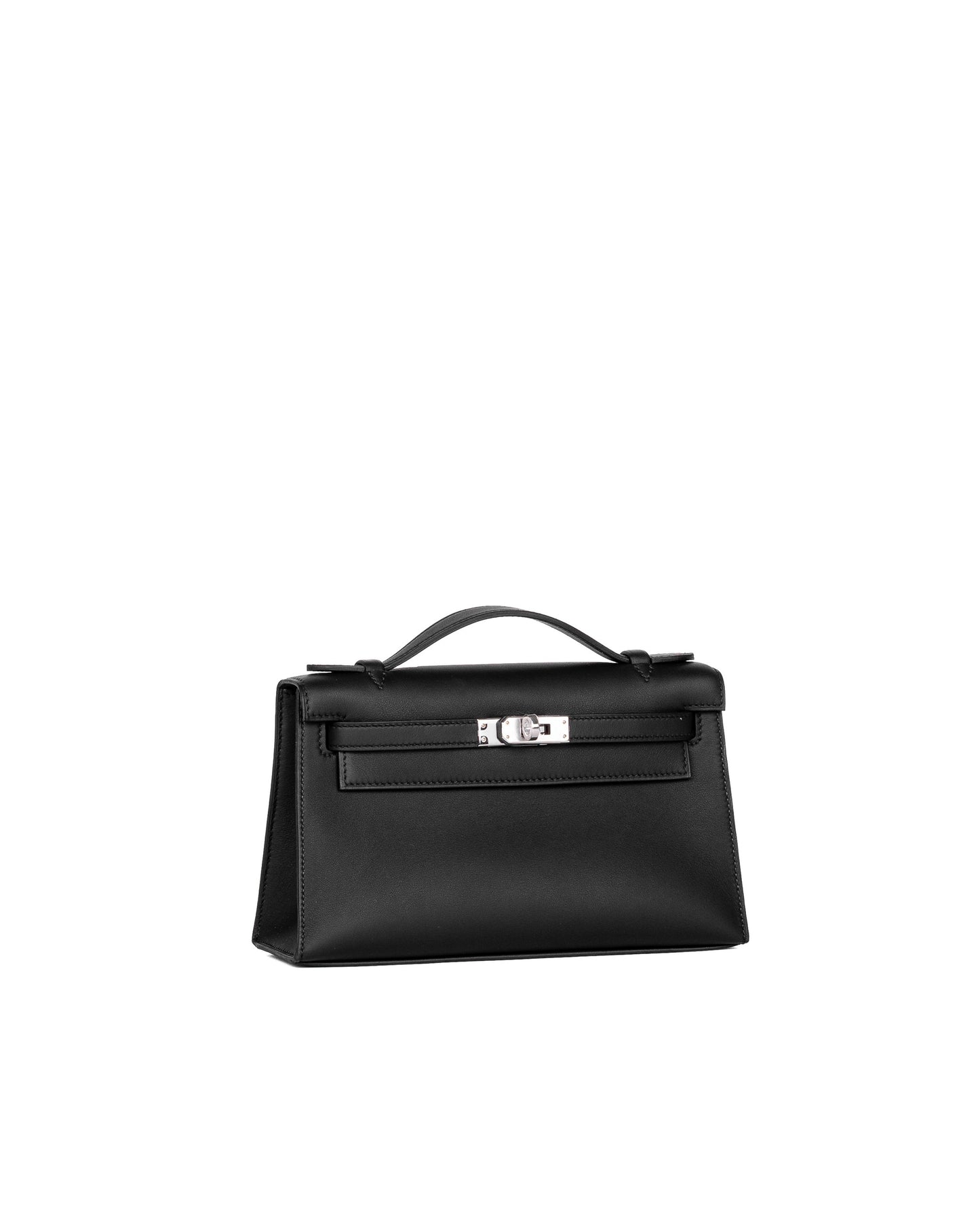 Kelly Pochette Black in Swift Leather with Palladium Hardware