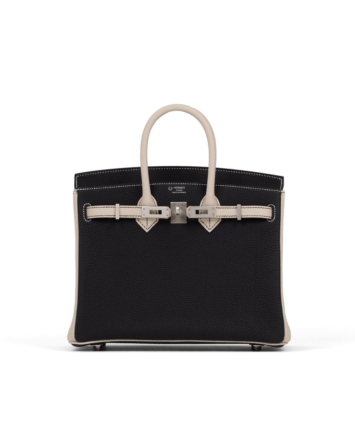 Birkin 25 HSS Black and Gris Perle in Togo leather with Brushed Palladium Hardware