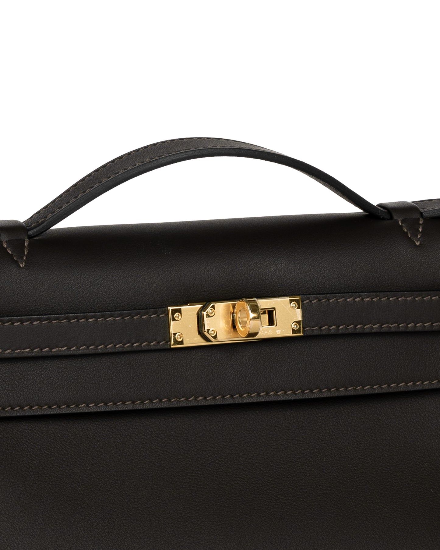 Hermès Kelly Pochette HSS Bai Brun with Gold Interior Swift and Gold Hardware