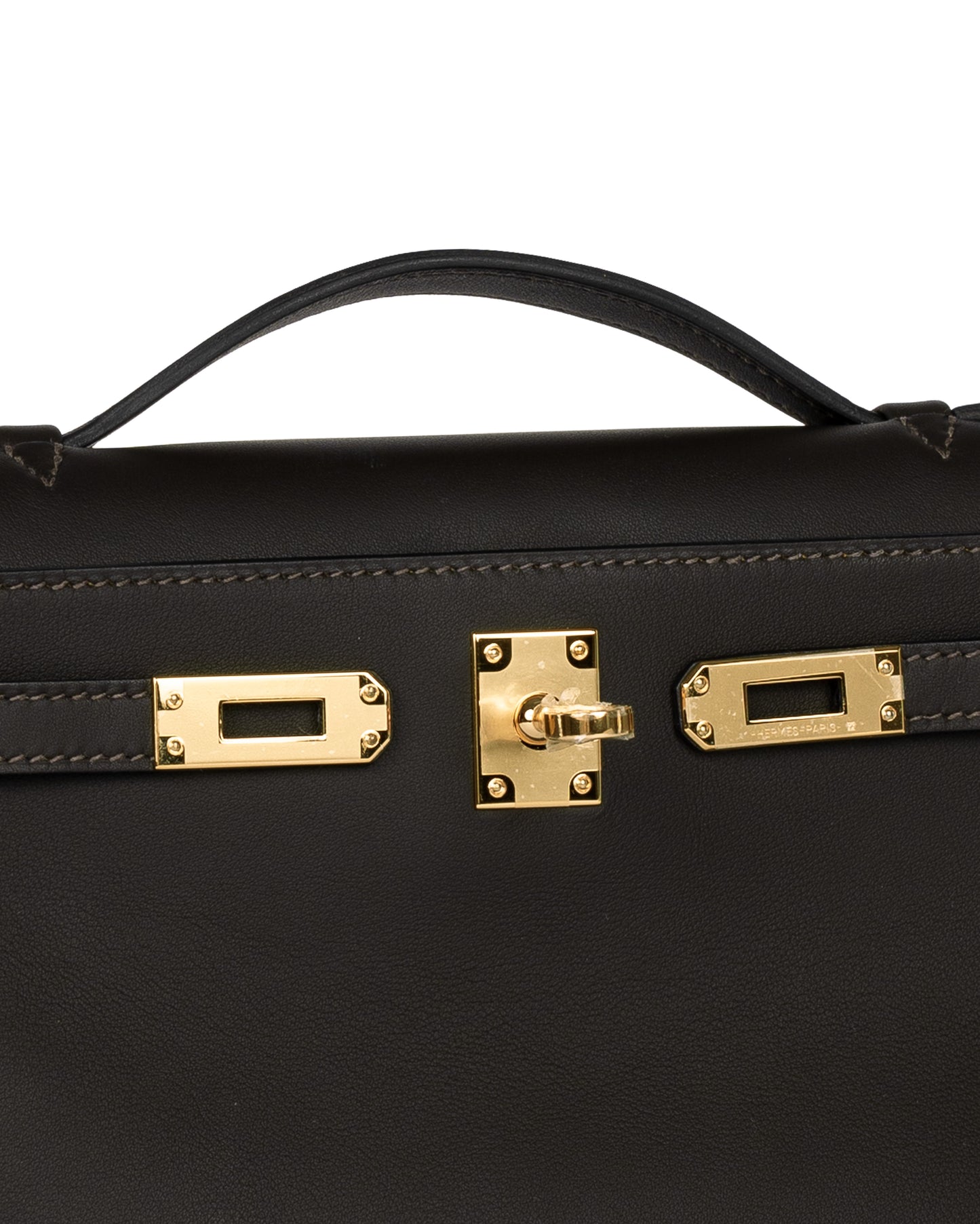 Hermès Kelly Pochette HSS Bai Brun with Gold Interior Swift and Gold Hardware