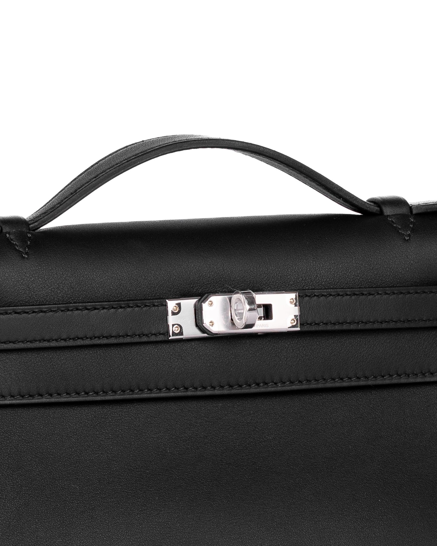 Kelly Pochette Black in Swift Leather with Palladium Hardware