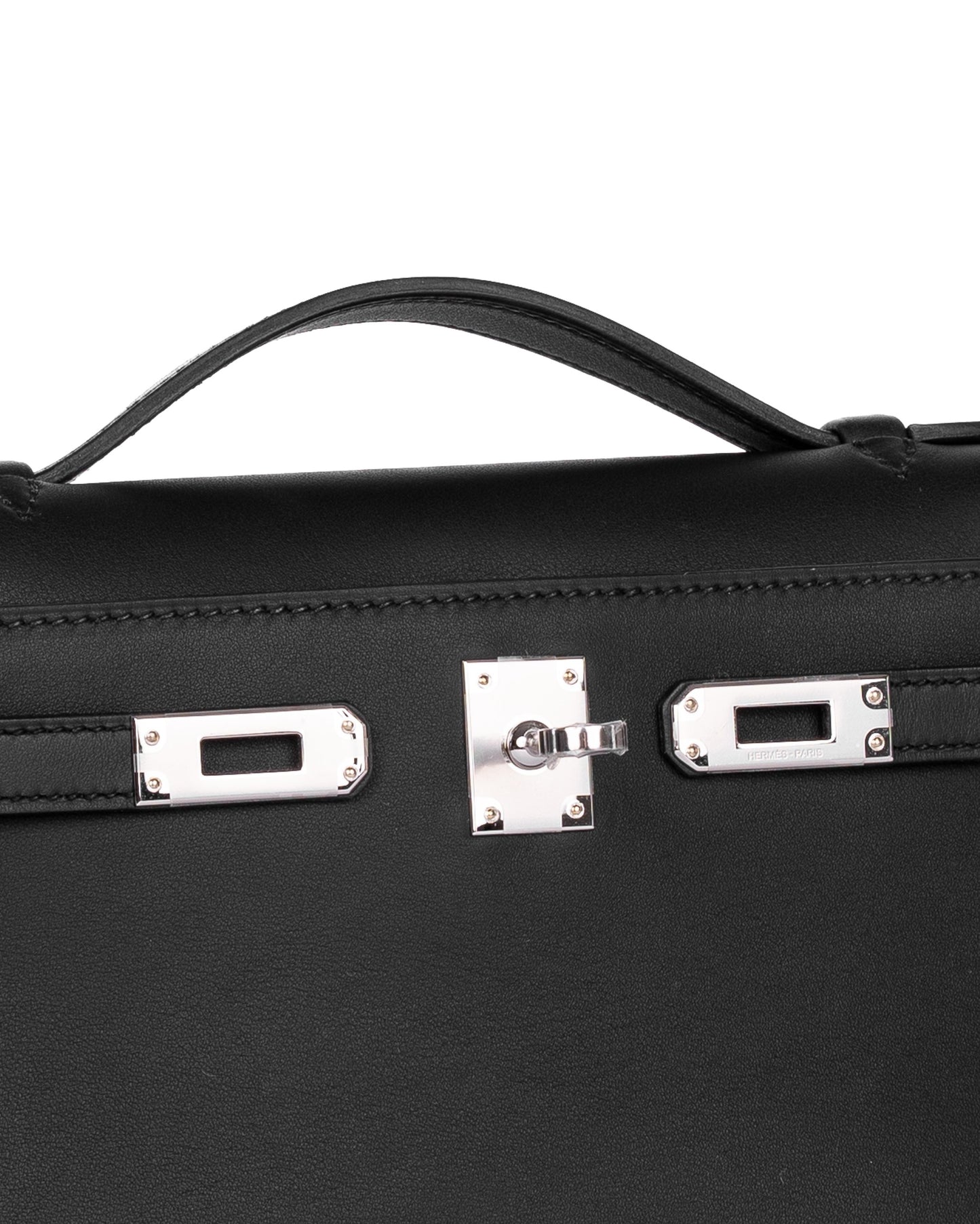 Kelly Pochette Black in Swift Leather with Palladium Hardware