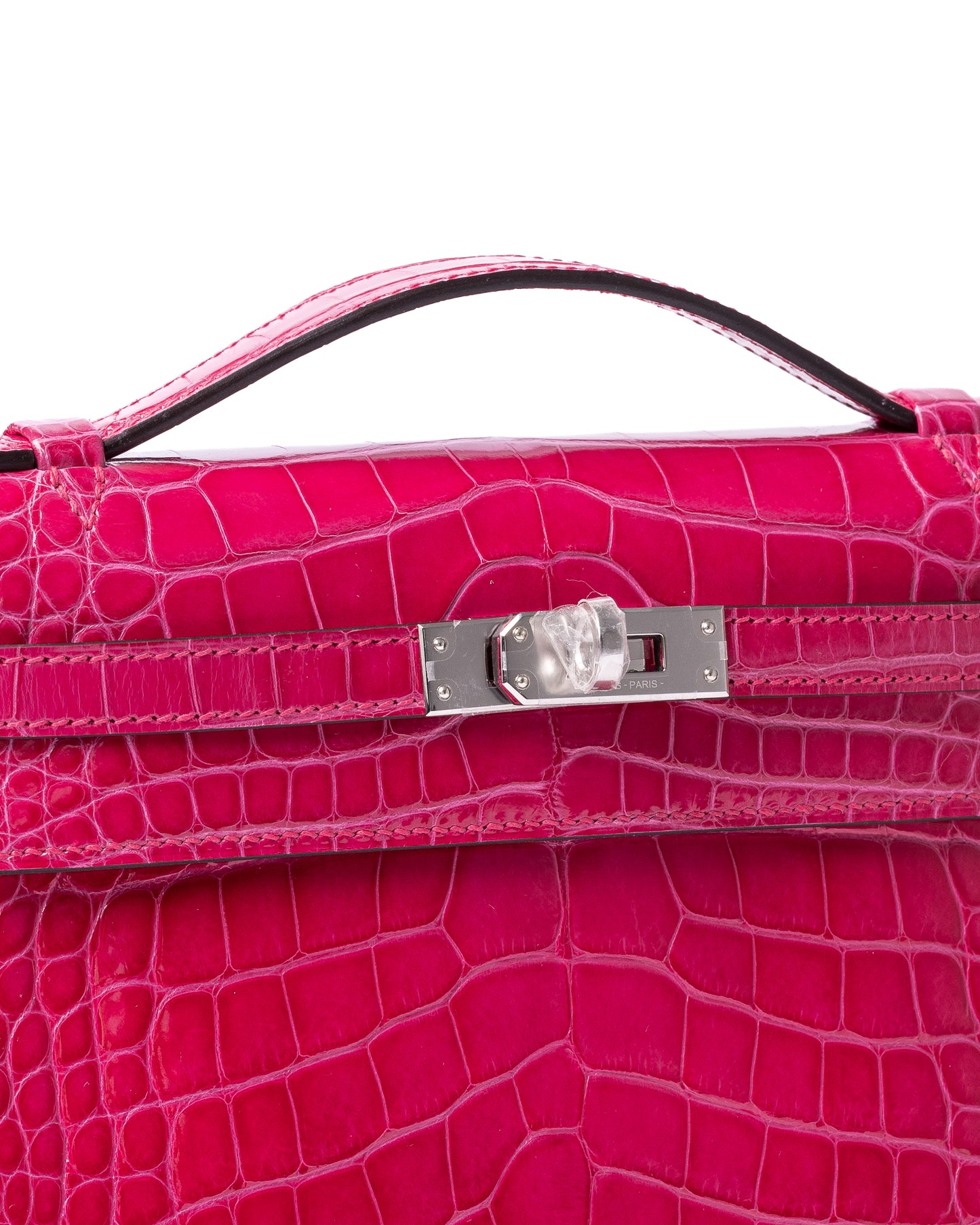 Hermès Kelly Pochette Rose Mexico Shiny Alligator with Palladium Hardware