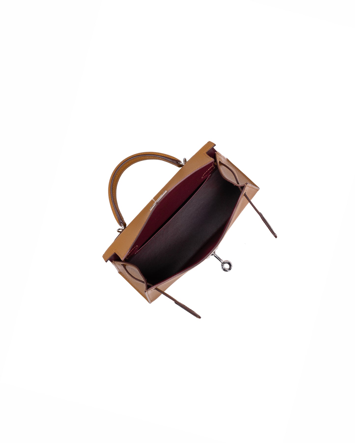 Hermès Kelly 20 HSS Biscuit/Bordeaux Epsom with Palladium Hardware