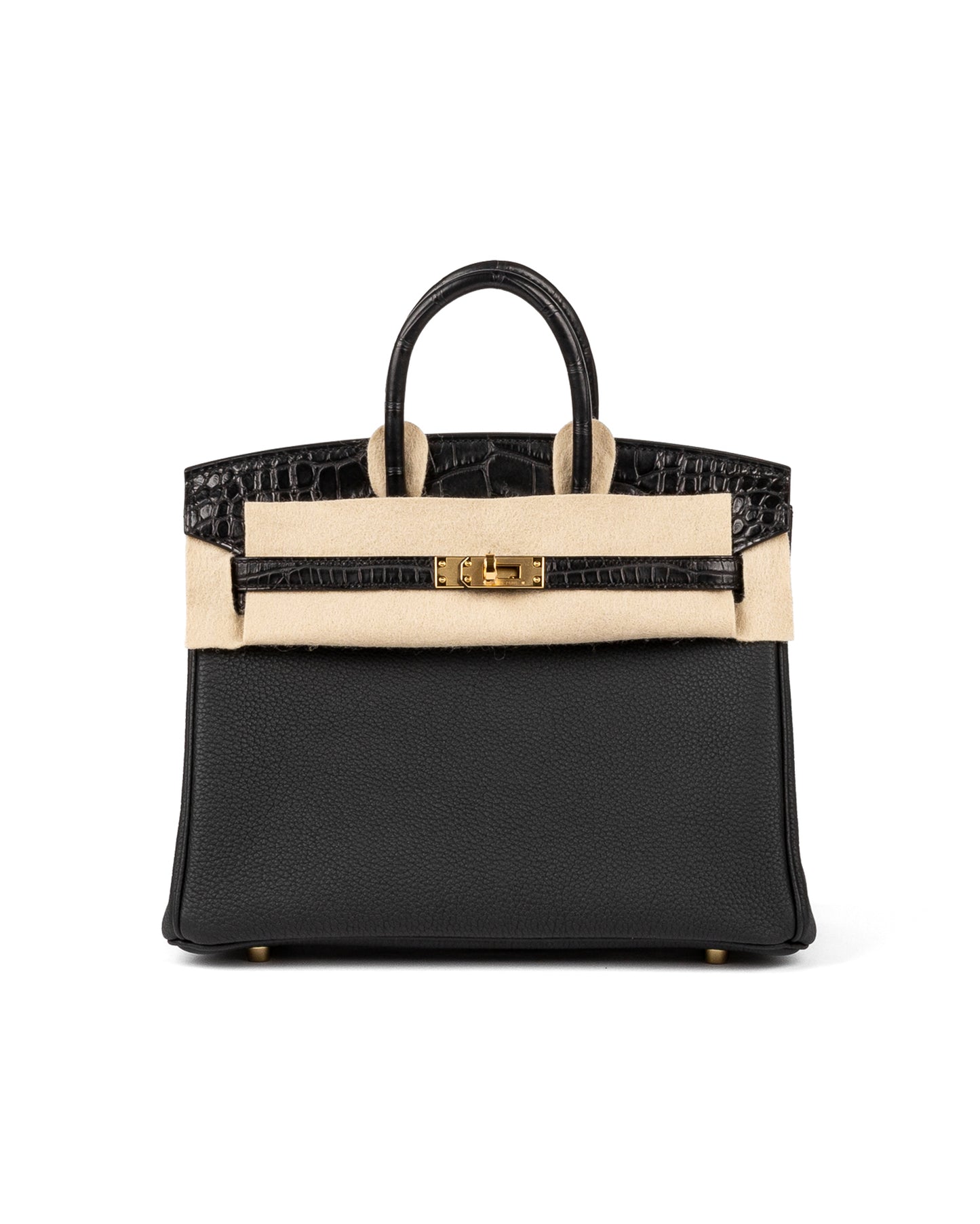 Birkin 25 Black Matte Alligator Touch Togo with Gold Hardware