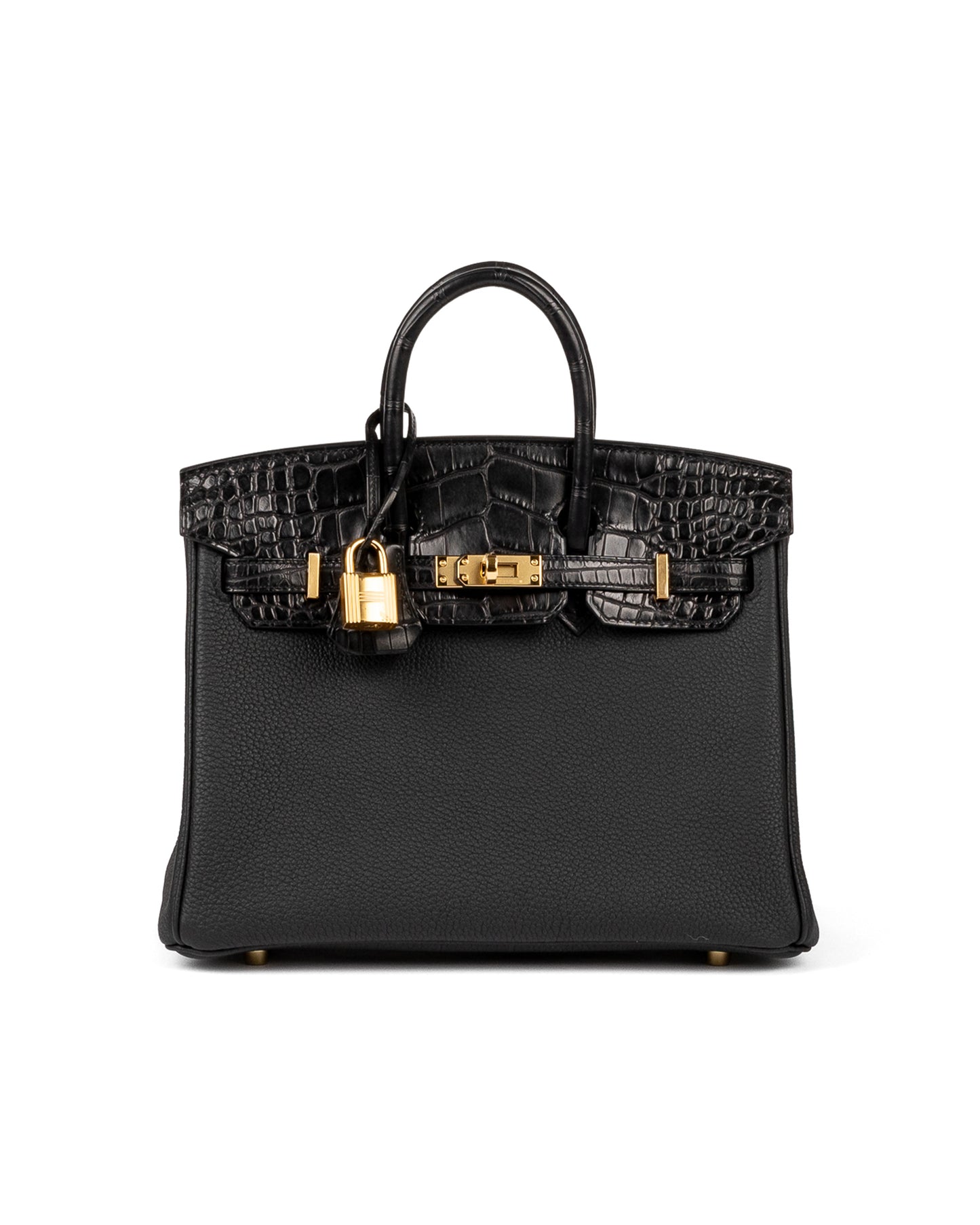 Birkin 25 Black Matte Alligator Touch Togo with Gold Hardware
