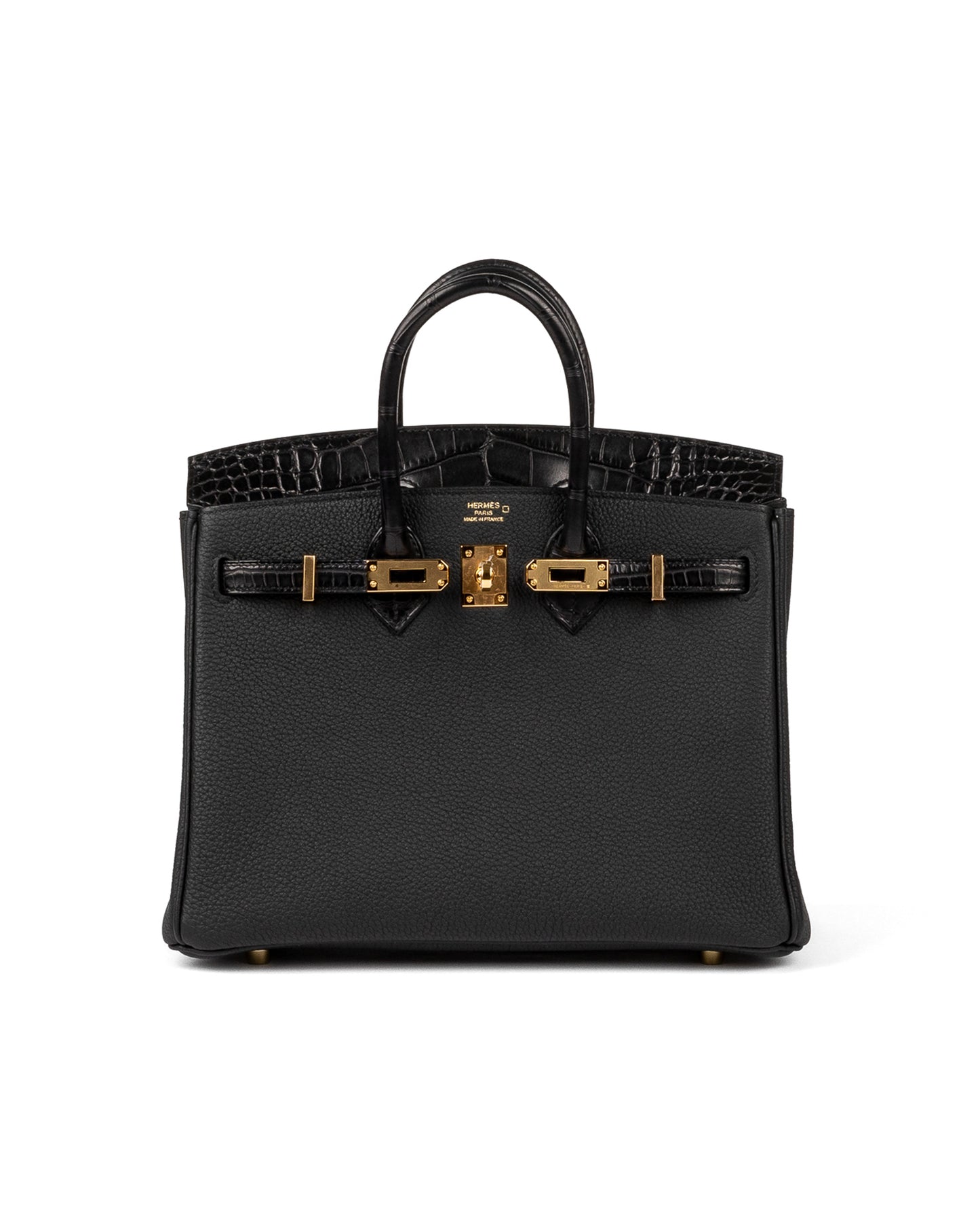Birkin 25 Black Matte Alligator Touch Togo with Gold Hardware