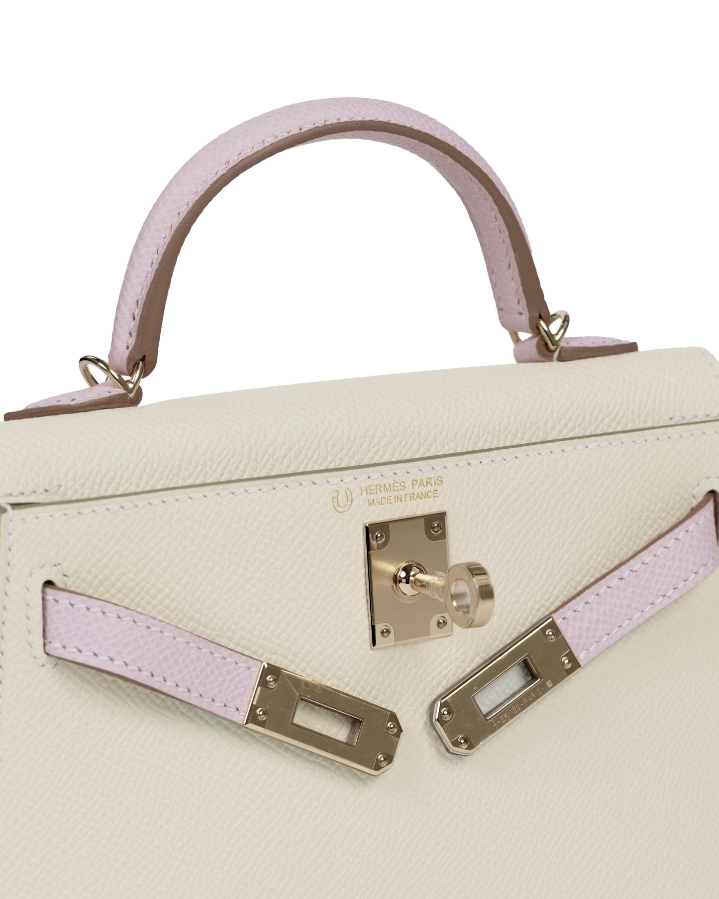 Kelly 20 Sellier HSS Craie/Mauve Pale in Epsom leather with Gold Hardware