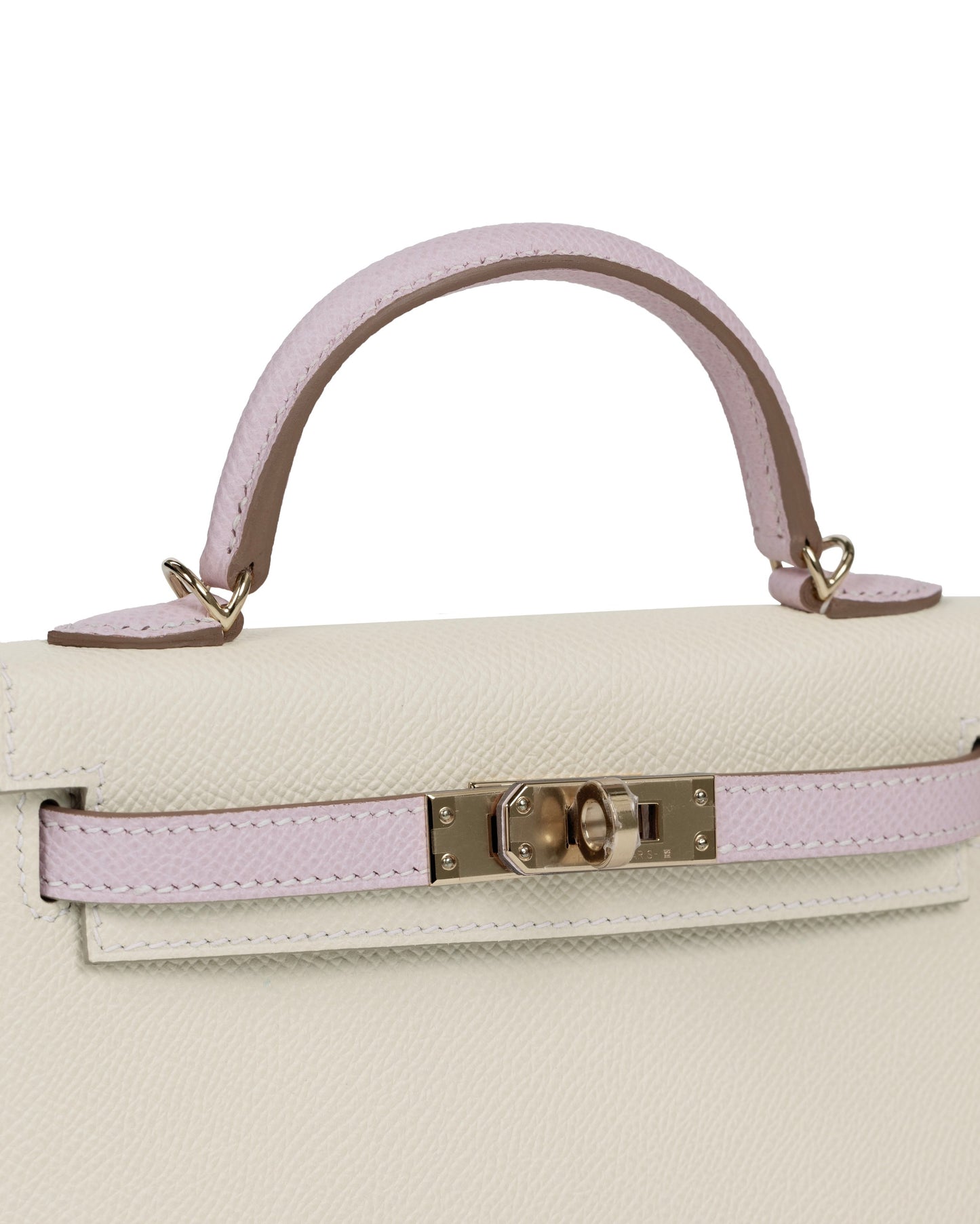 Kelly 20 Sellier HSS Craie/Mauve Pale in Epsom leather with Gold Hardware