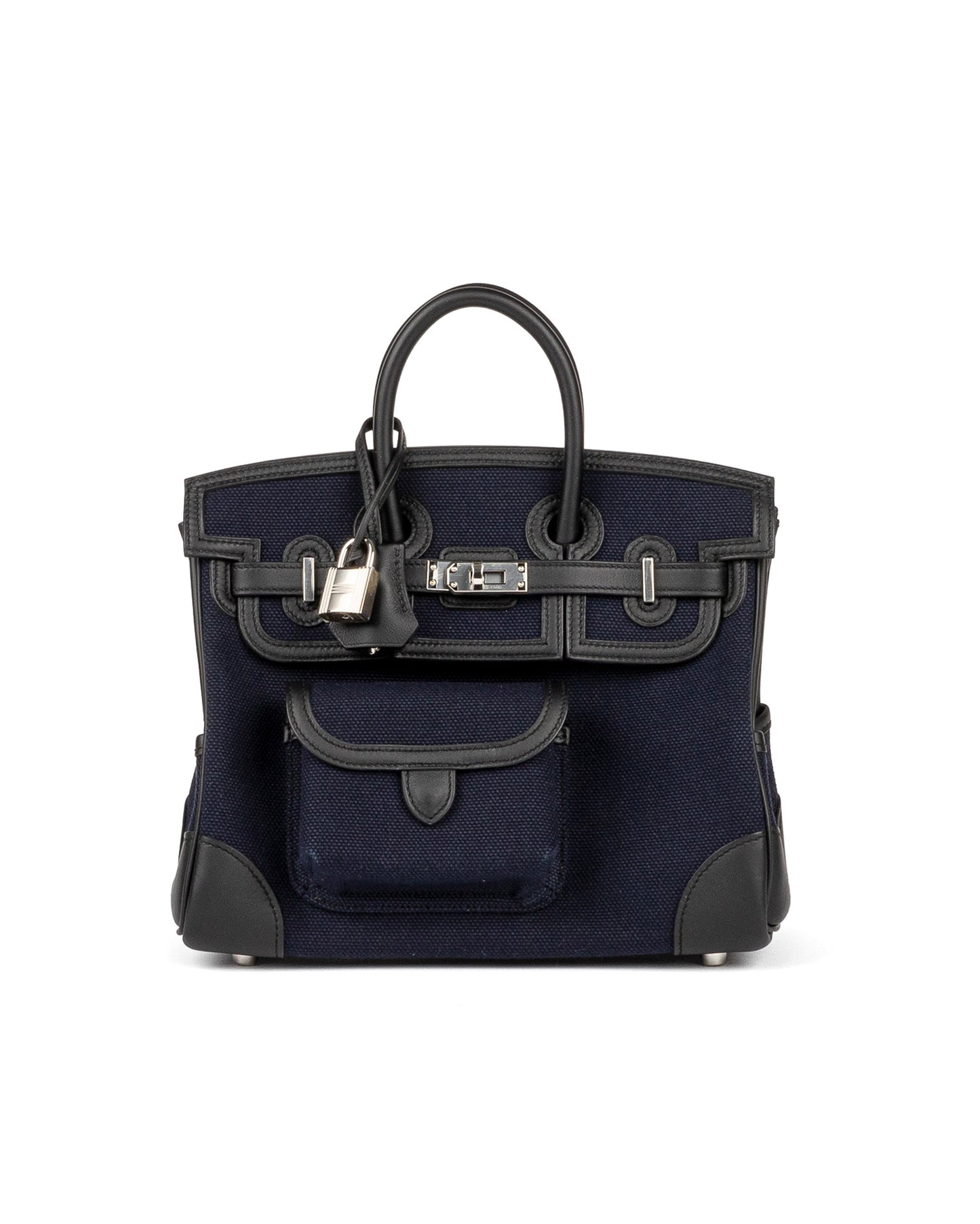Birkin 25 Cargo Blue Marine/Black in Toil & Swift Leather with Palladium Hardware