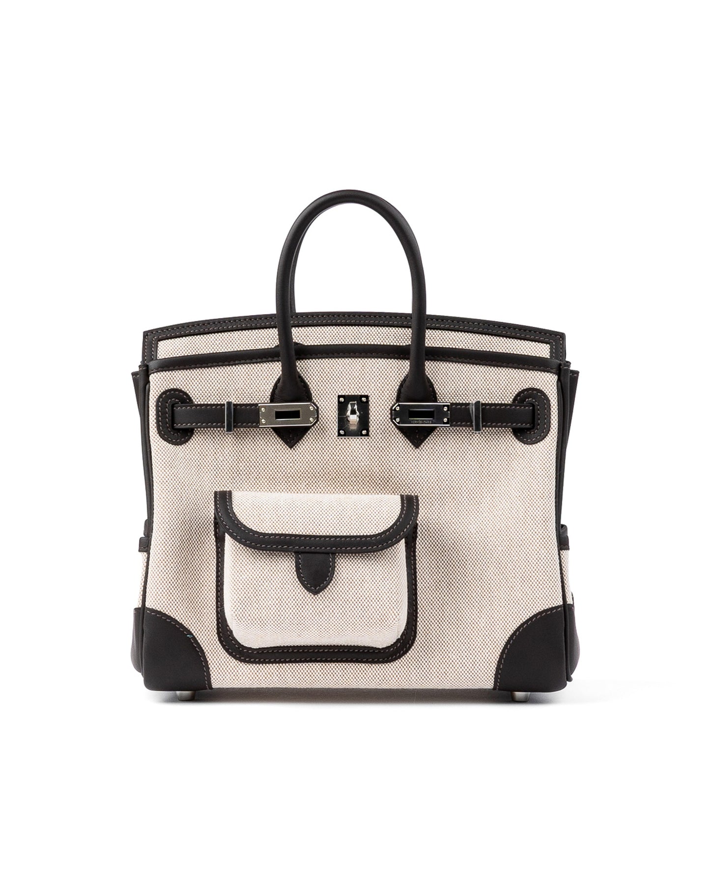 Birkin 25 Cargo Bai Brun in Toile / Swift Leather with Palladium Hardware