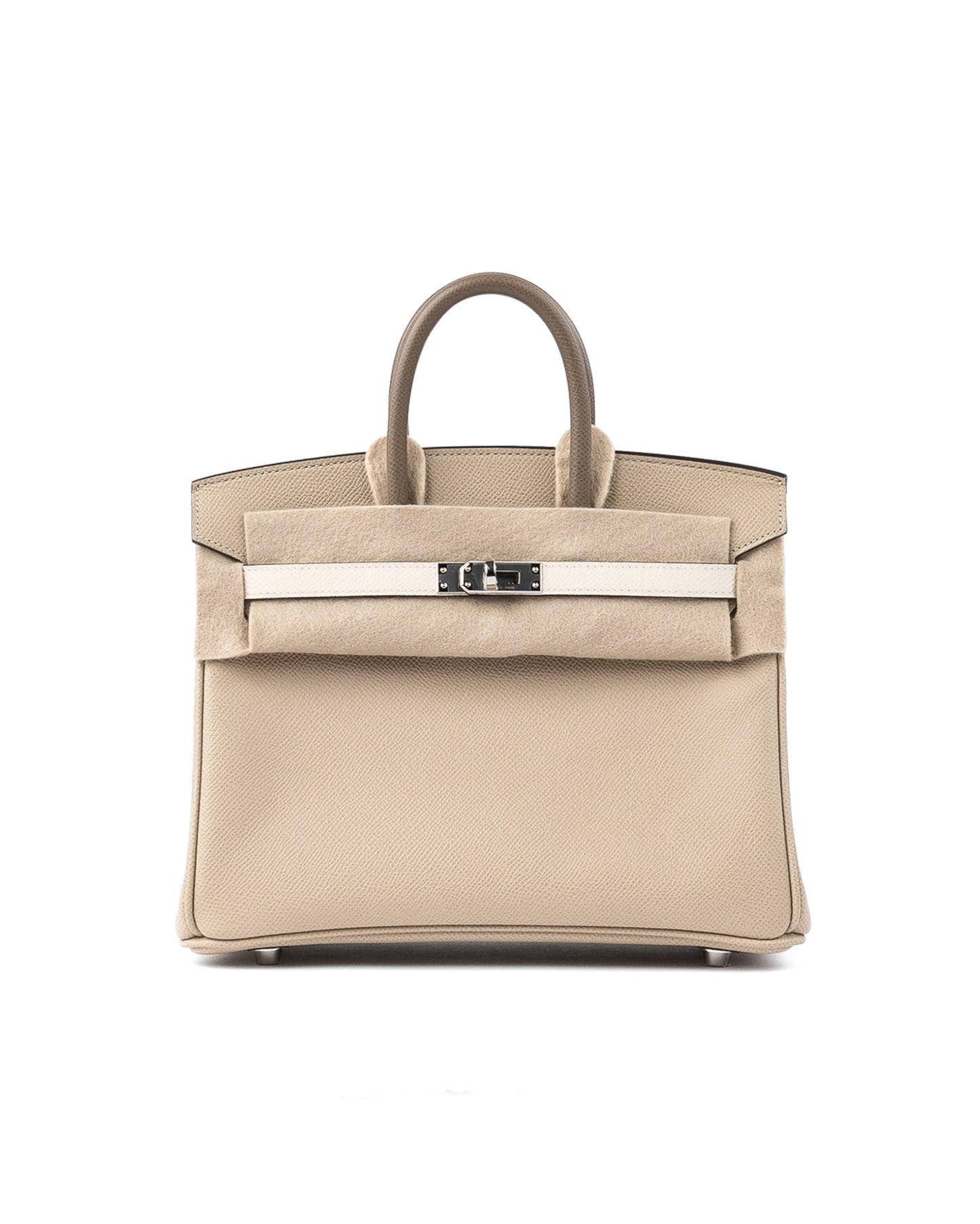 Birkin 25 Retourne Tri-colour Trench / Craie / Etoupe in Epsom Leather with Palladium Hardware