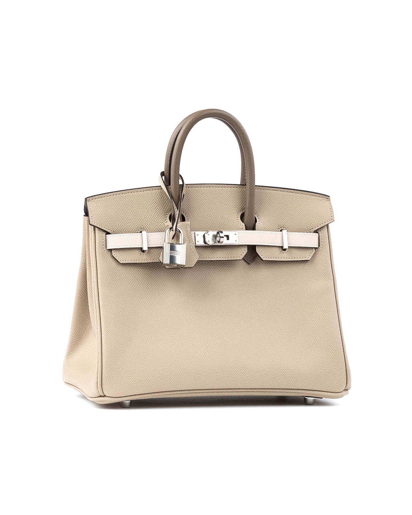 Birkin 25 Retourne Tri-colour Trench / Craie / Etoupe in Epsom Leather with Palladium Hardware