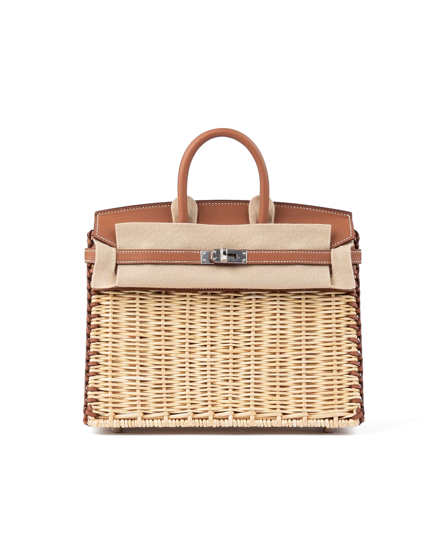 Birkin 25 Picnic Gold in Swift Leather & Osier Wicker with Palladium Hardware