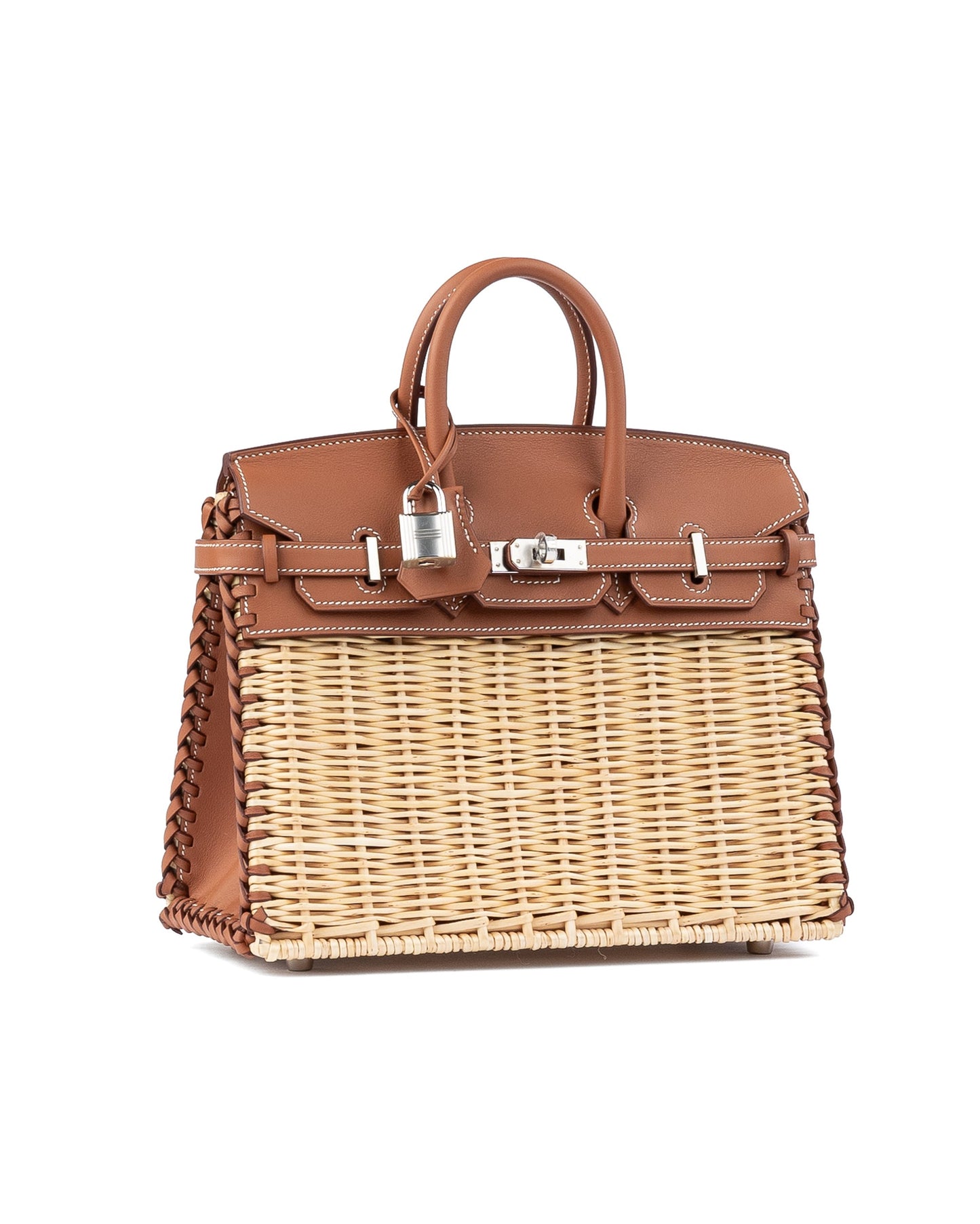 Birkin 25 Picnic Gold in Swift Leather & Osier Wicker with Palladium Hardware