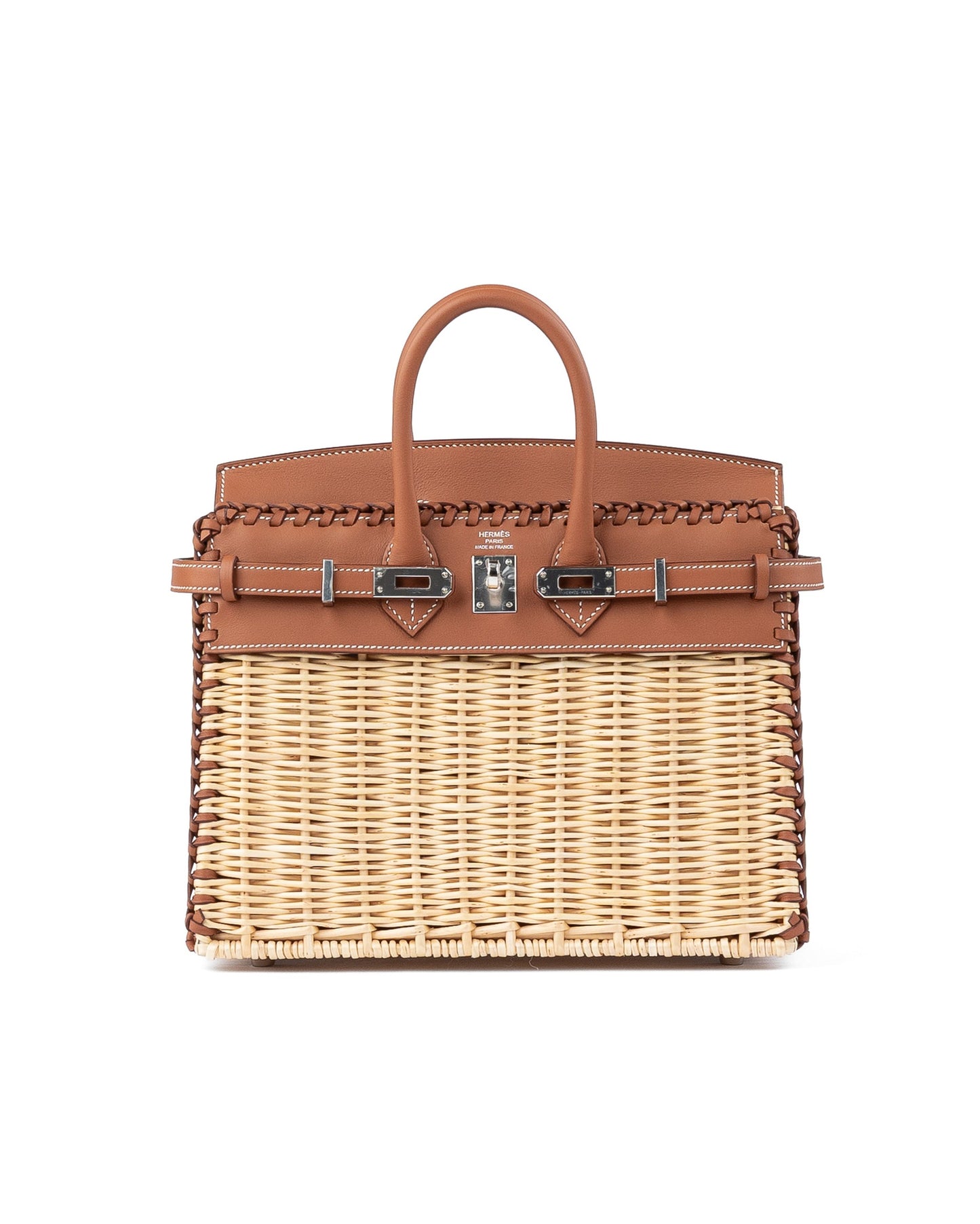 Birkin 25 Picnic Gold in Swift Leather & Osier Wicker with Palladium Hardware
