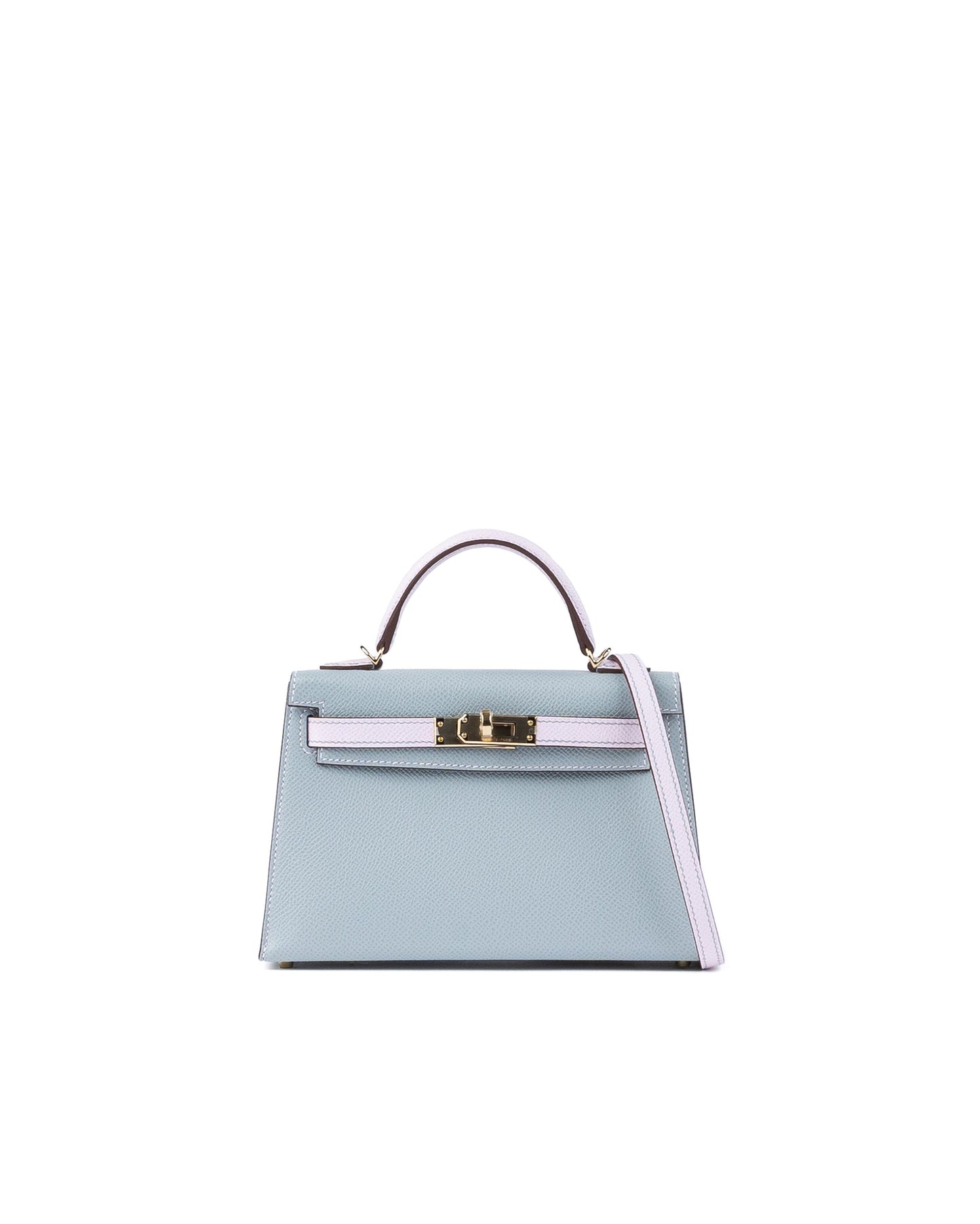 Kelly 20 HSS Sellier Bleu Glacier / Mauve Pale in Epsom Leather with Permabrass Hardware