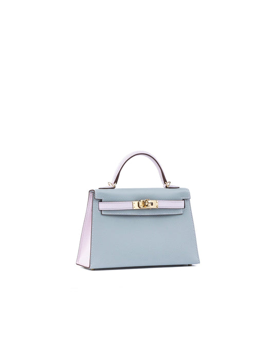 Kelly 20 HSS Sellier Bleu Glacier / Mauve Pale in Epsom Leather with Permabrass Hardware