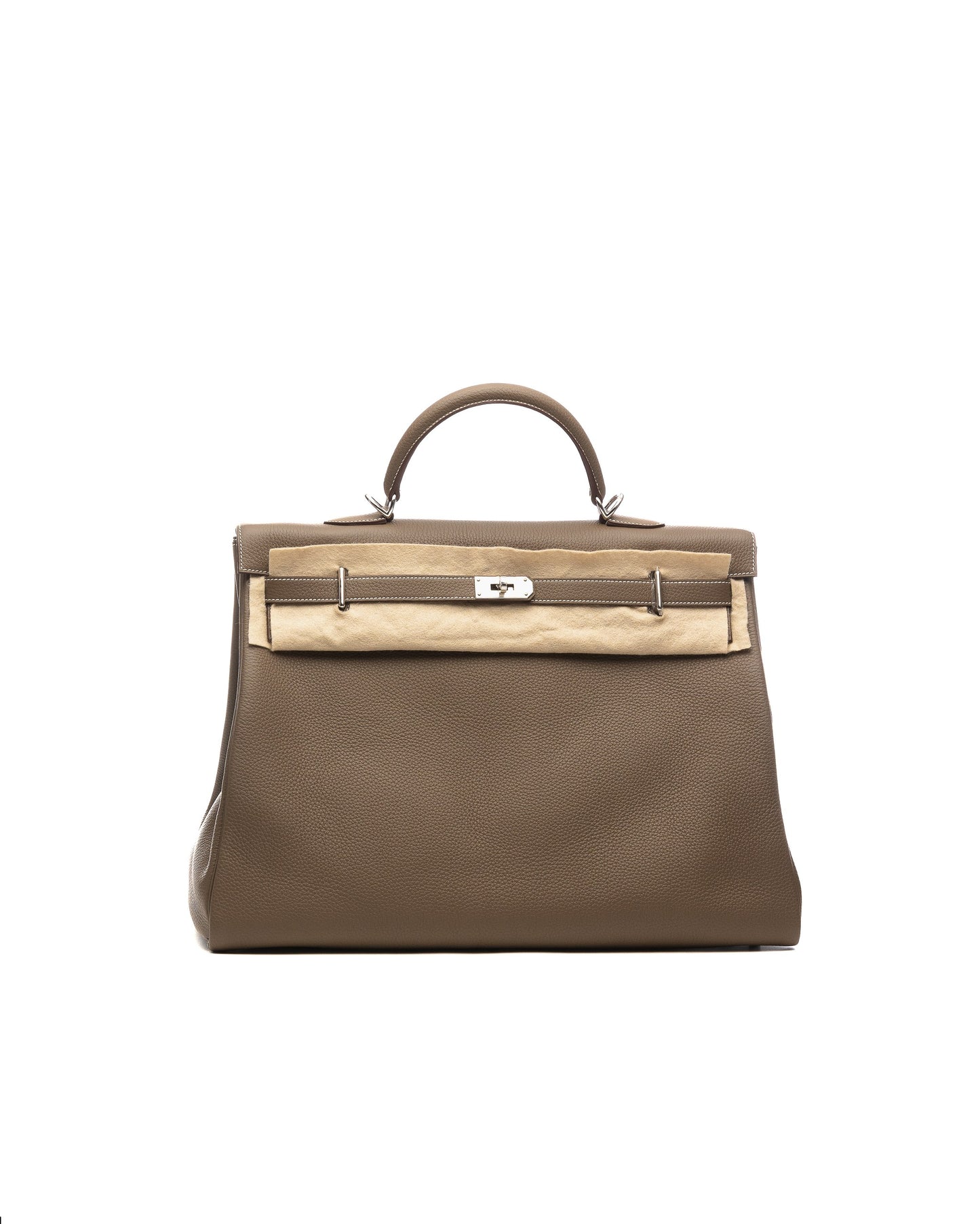 Kelly Relax 50 Etoupe in Taurillon Clemence leather with Palladium Hardware