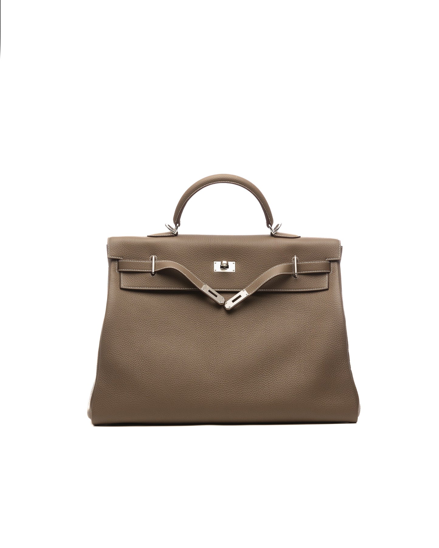 Kelly Relax 50 Etoupe in Taurillon Clemence leather with Palladium Hardware