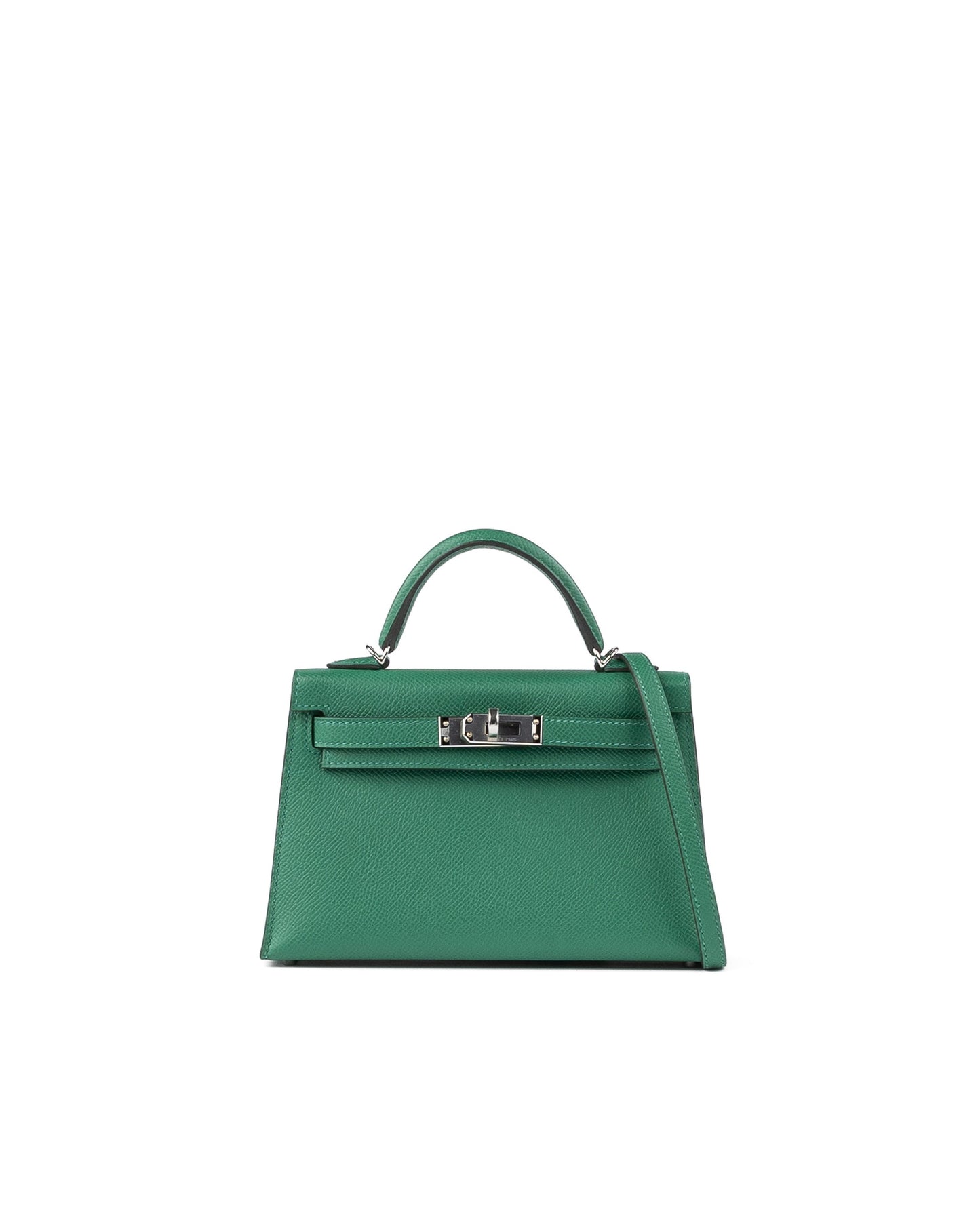 Kelly 20 Sellier Vert Vertigo in Epsom Leather with Palladium Hardware - Rare Double Strap