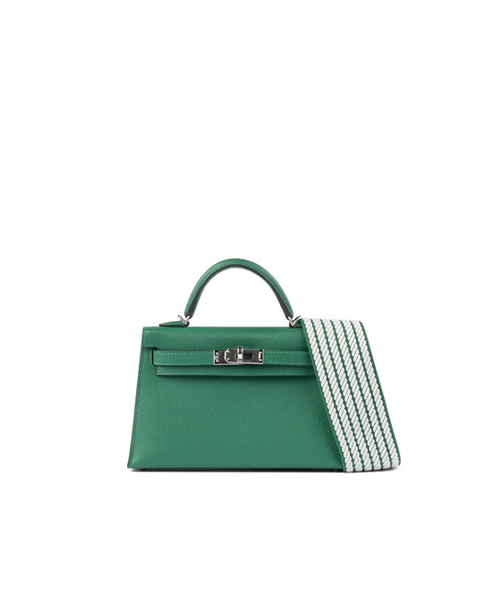 Kelly 20 Sellier Vert Vertigo in Epsom Leather with Palladium Hardware - Rare Double Strap