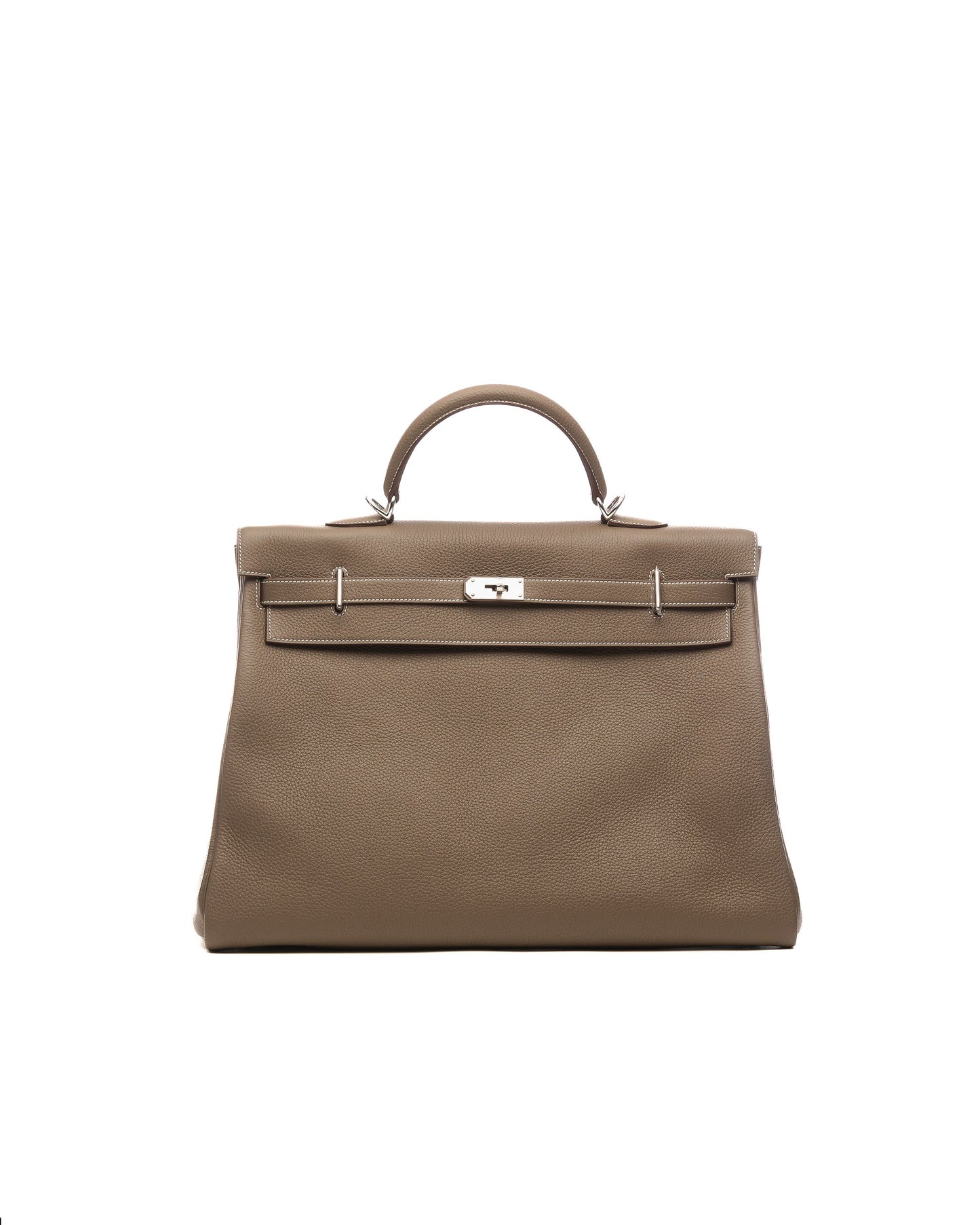 Kelly Relax 50 Etoupe in Taurillon Clemence leather with Palladium Hardware