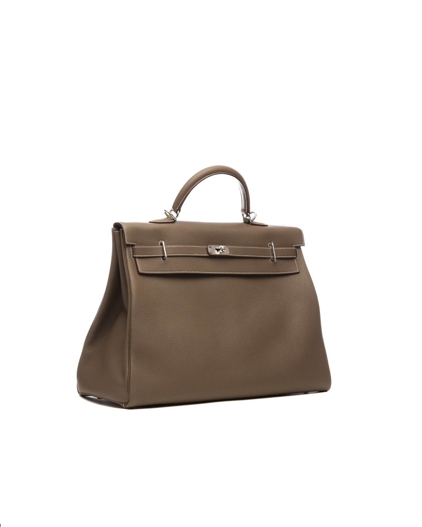 Kelly Relax 50 Etoupe in Taurillon Clemence leather with Palladium Hardware