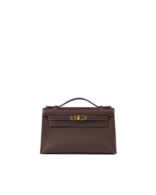 Kelly Pochette Havane in Swift Leather with Gold Hardware