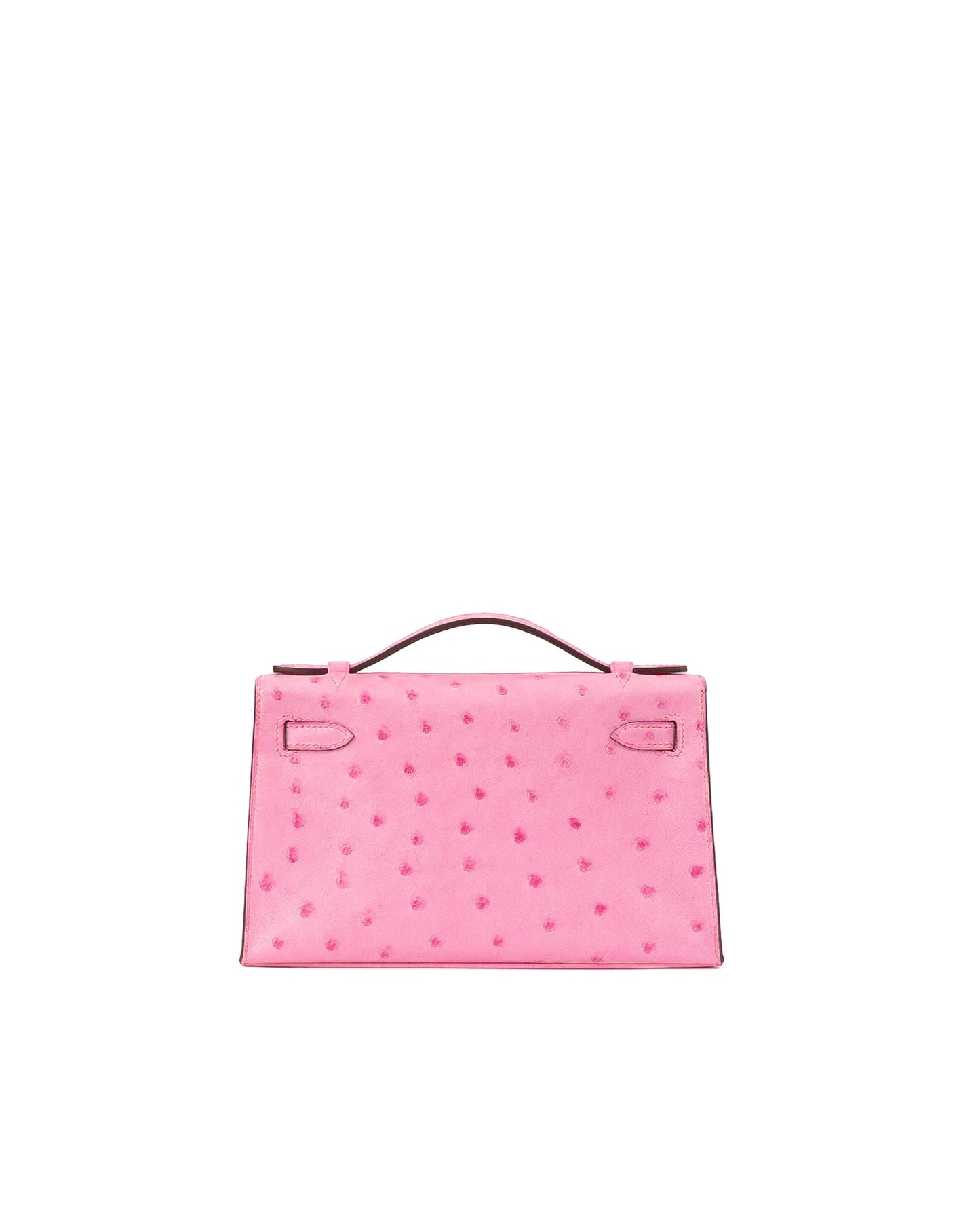 Kelly Pochette Bubblegum Ostrich with Palladium Hardware