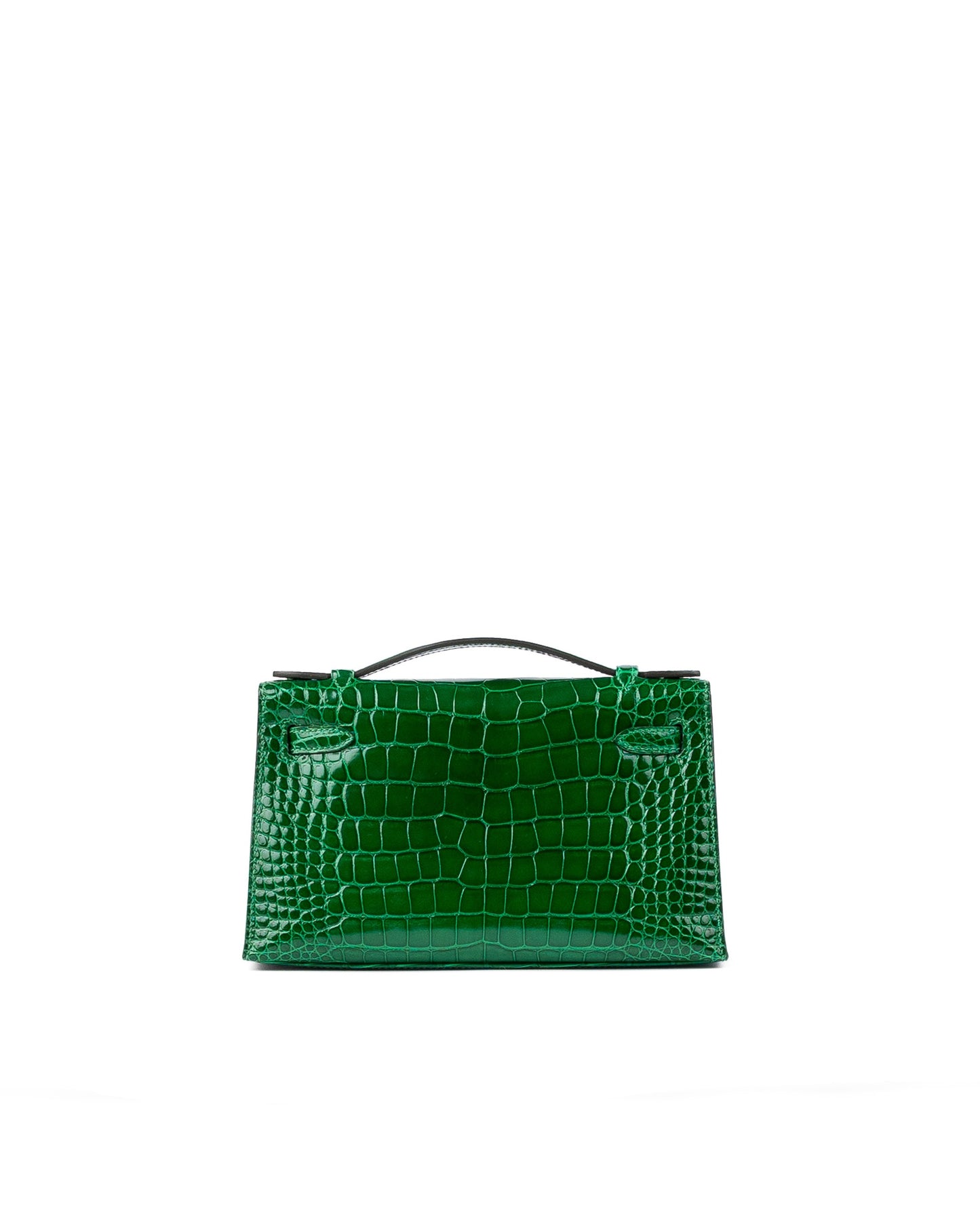 Kelly Pochette Vert Émeraude in Shiny Alligator with Palladium Hardware