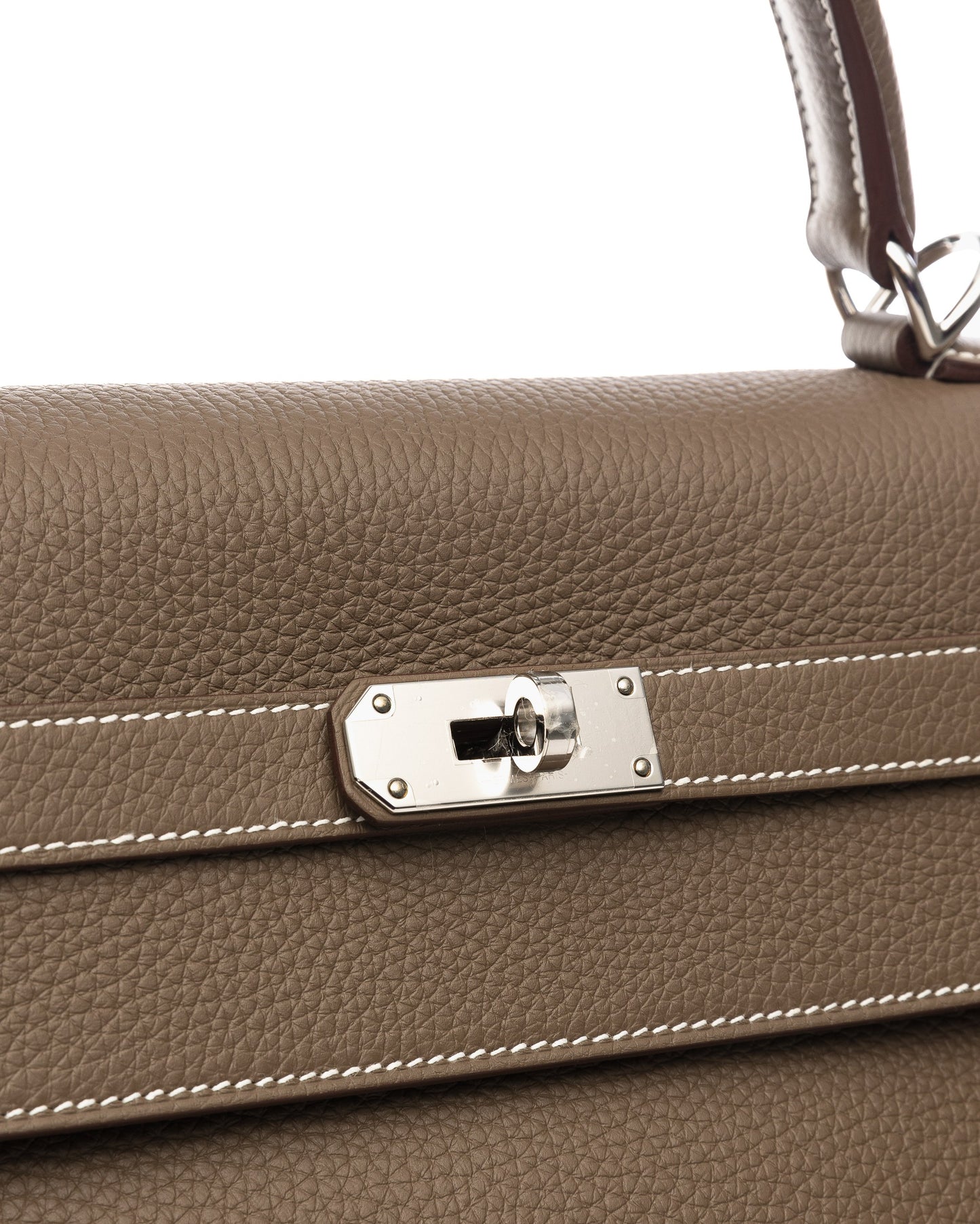 Kelly Relax 50 Etoupe in Taurillon Clemence leather with Palladium Hardware