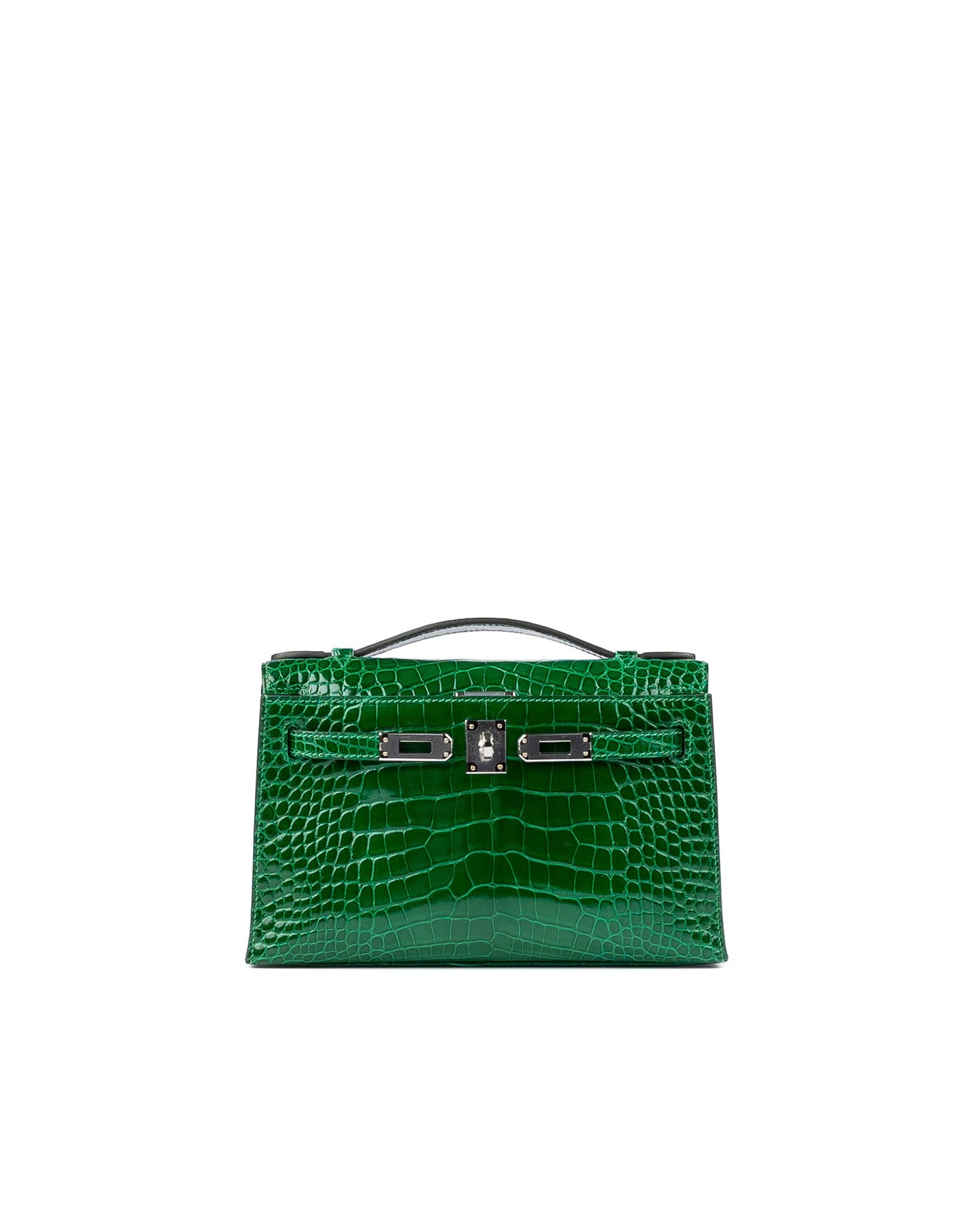 Kelly Pochette Vert Émeraude in Shiny Alligator with Palladium Hardware