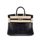 Birkin 25 Black in Matte Niloticus Crocodile with Palladium Hardware