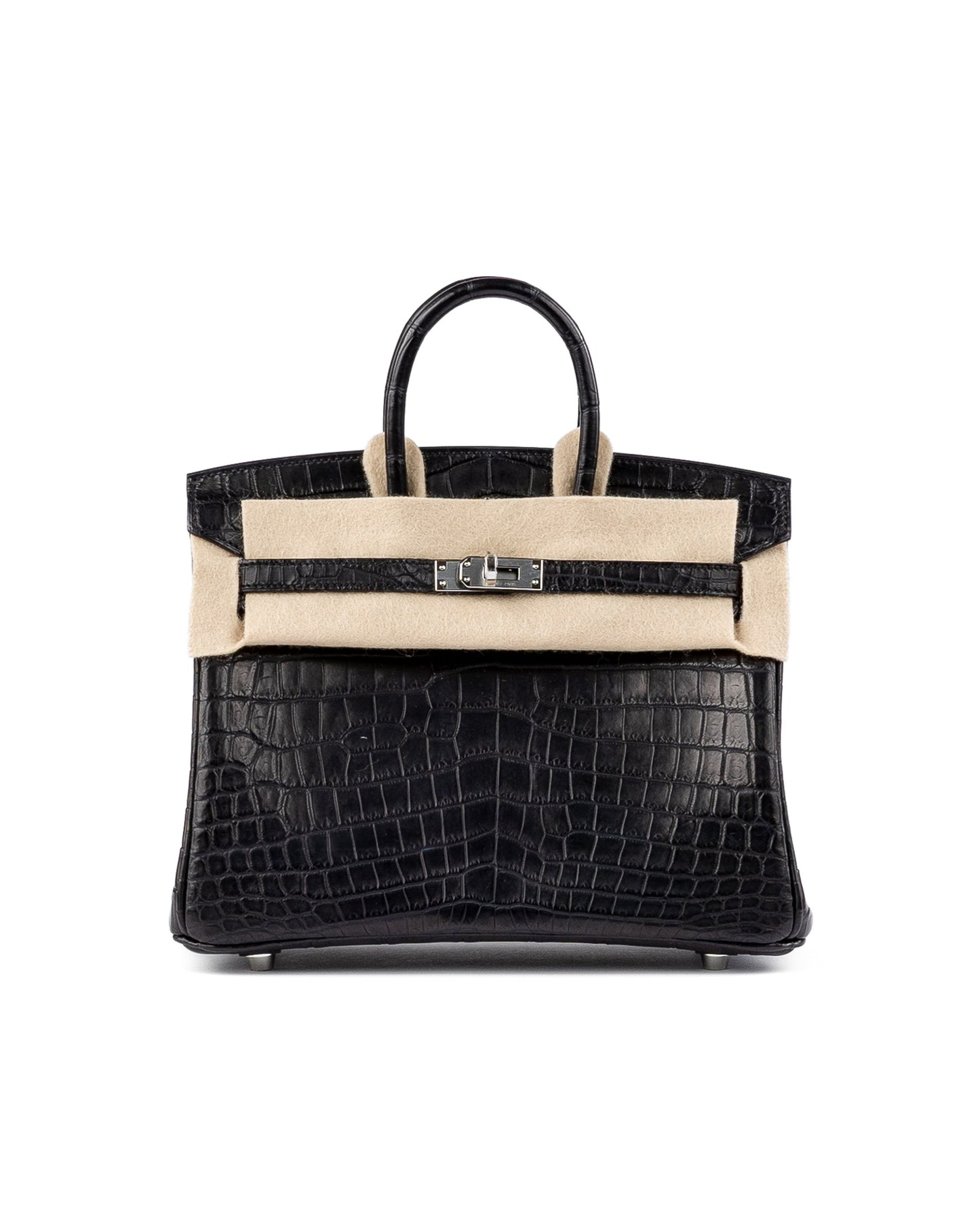 Birkin 25 Black in Matte Niloticus Crocodile with Palladium Hardware