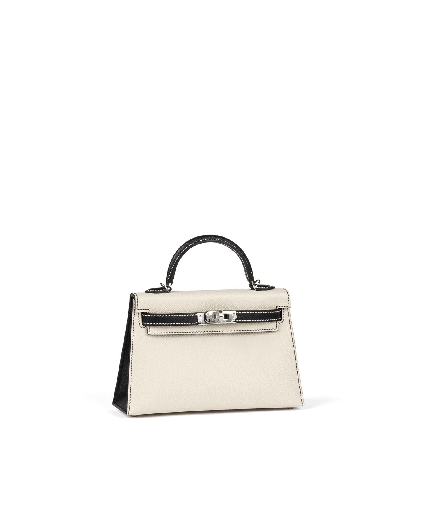 Kelly 20 HSS Craie/Black in Epsom Leather with Palladium Hardware