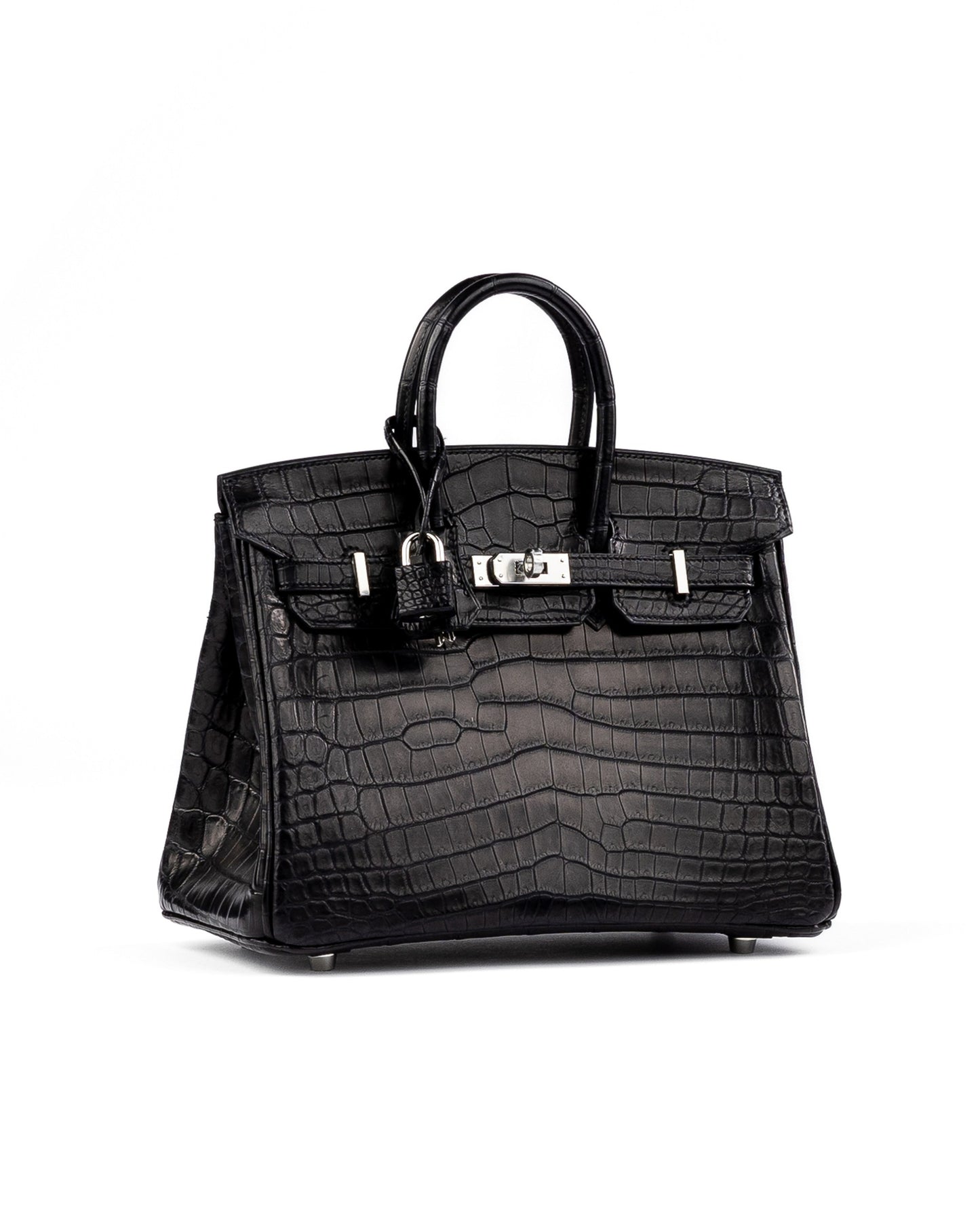Birkin 25 Black in Matte Niloticus Crocodile with Palladium Hardware