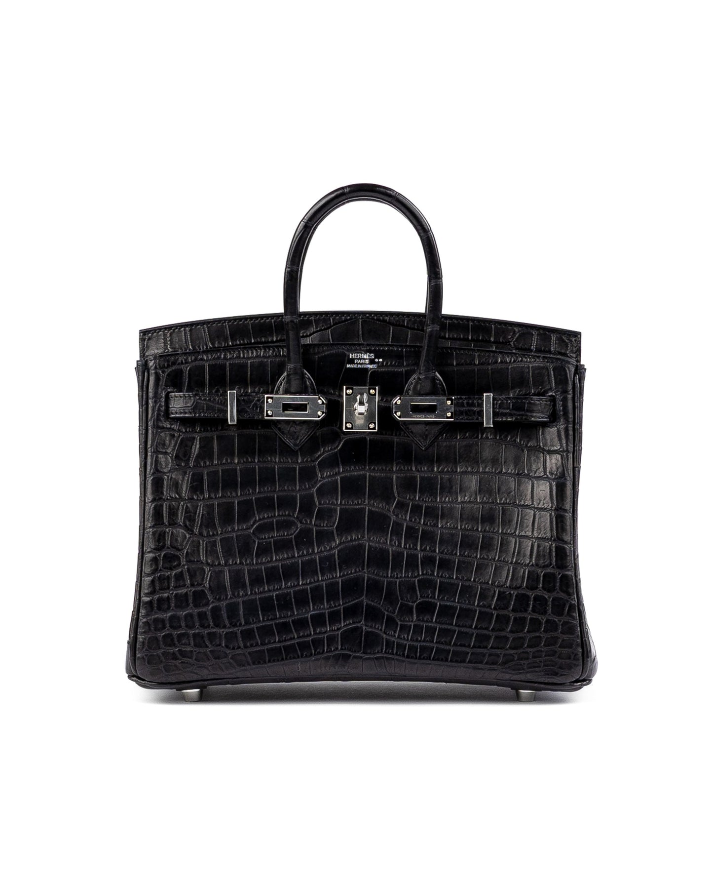 Birkin 25 Black in Matte Niloticus Crocodile with Palladium Hardware